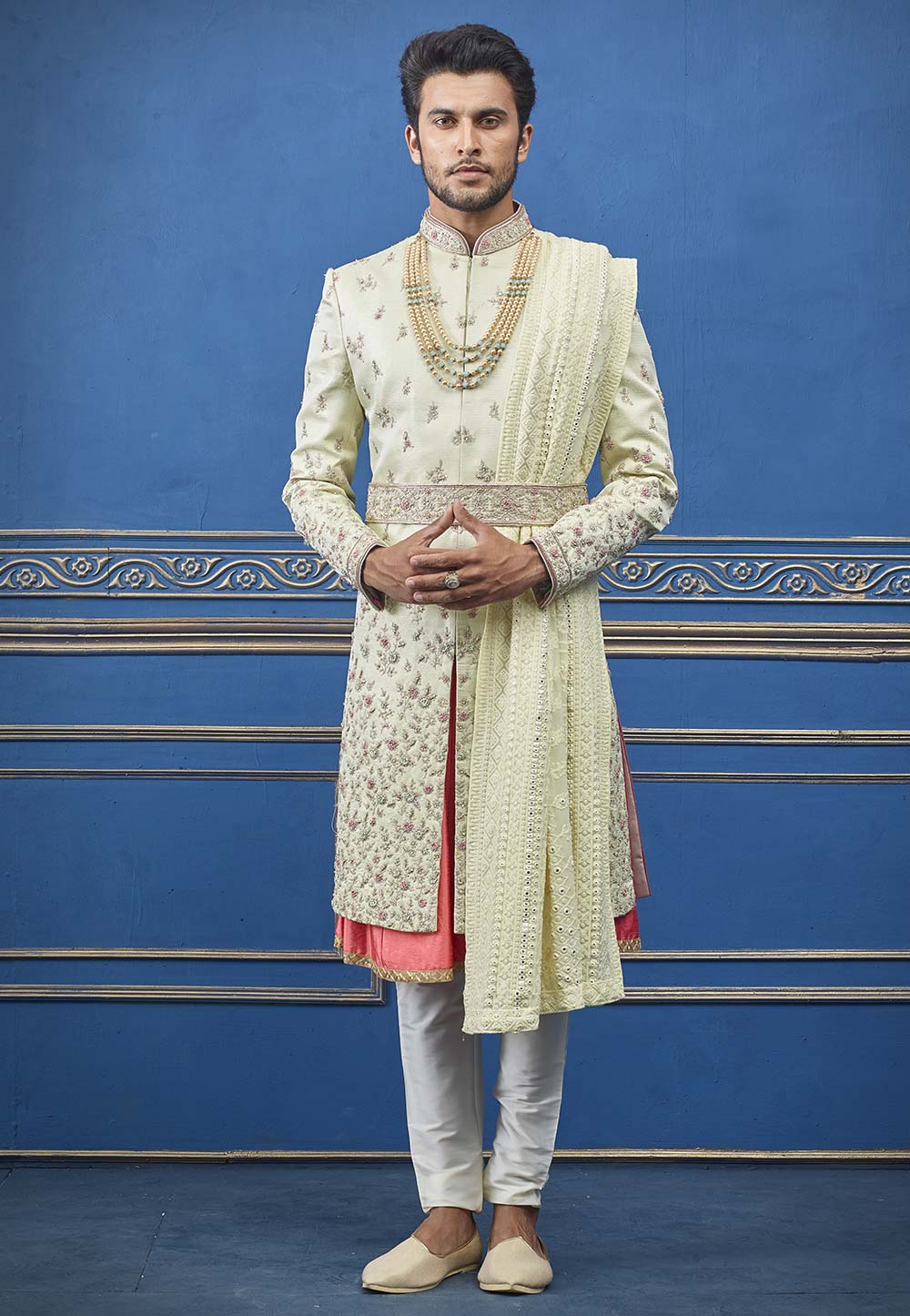 Fabulous Designer Sherwani Off White Colour.
