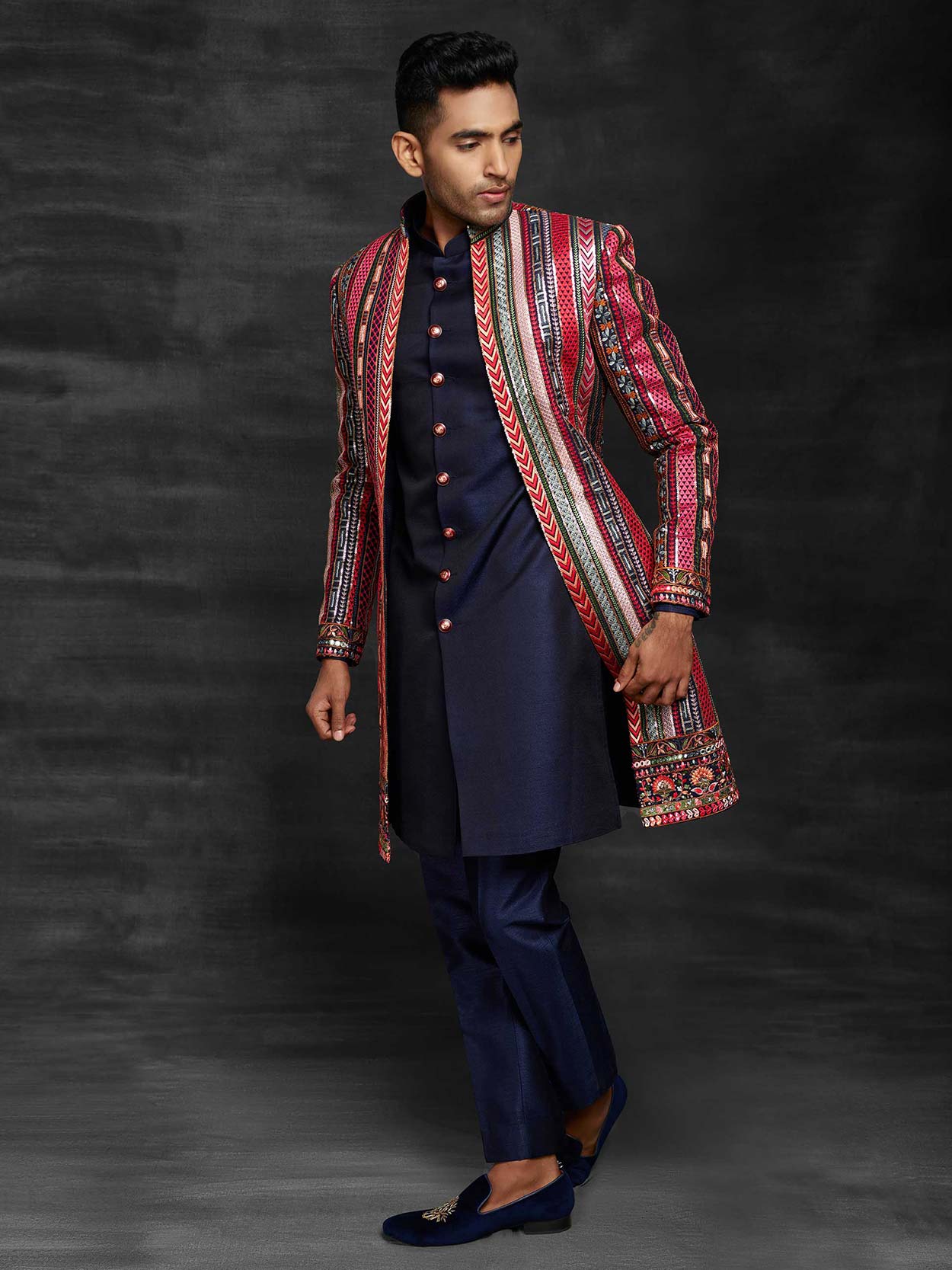 Red,Blue Colour Mens Indowestern in Imported Fabric.