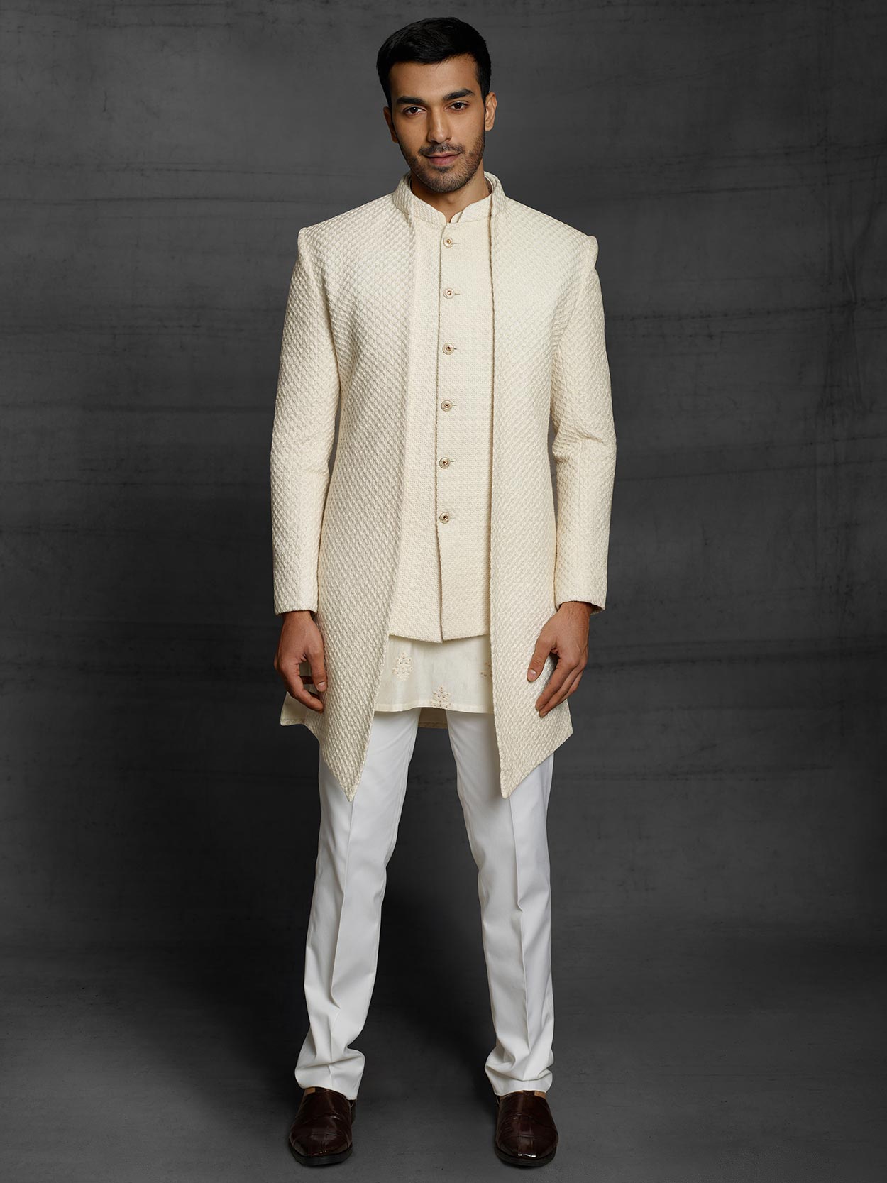 Cream,Off White Colour Designer indowestern For Men.