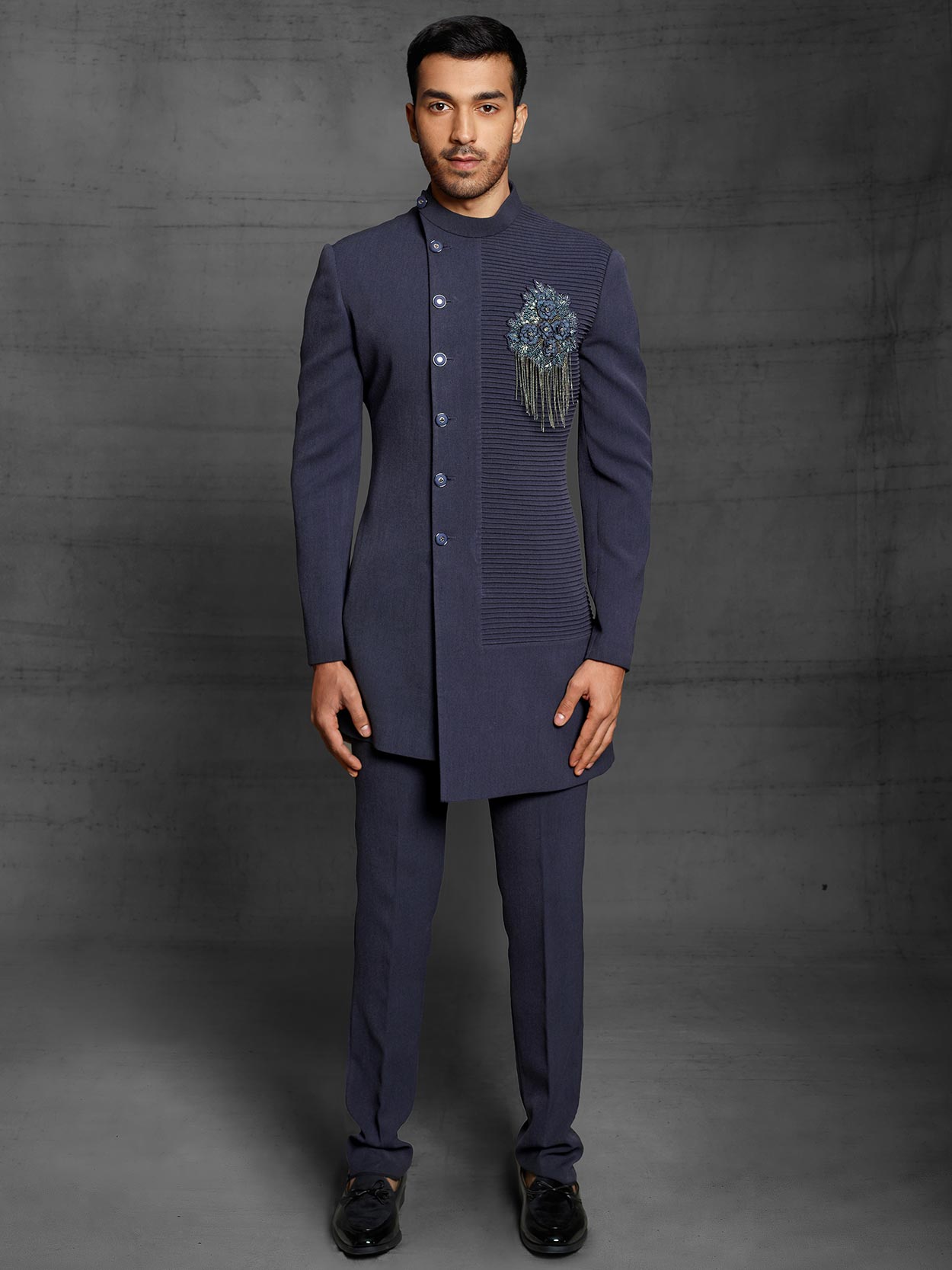 Stylish Designer Mens Indowstern Blue Colour in Imported Fabric.