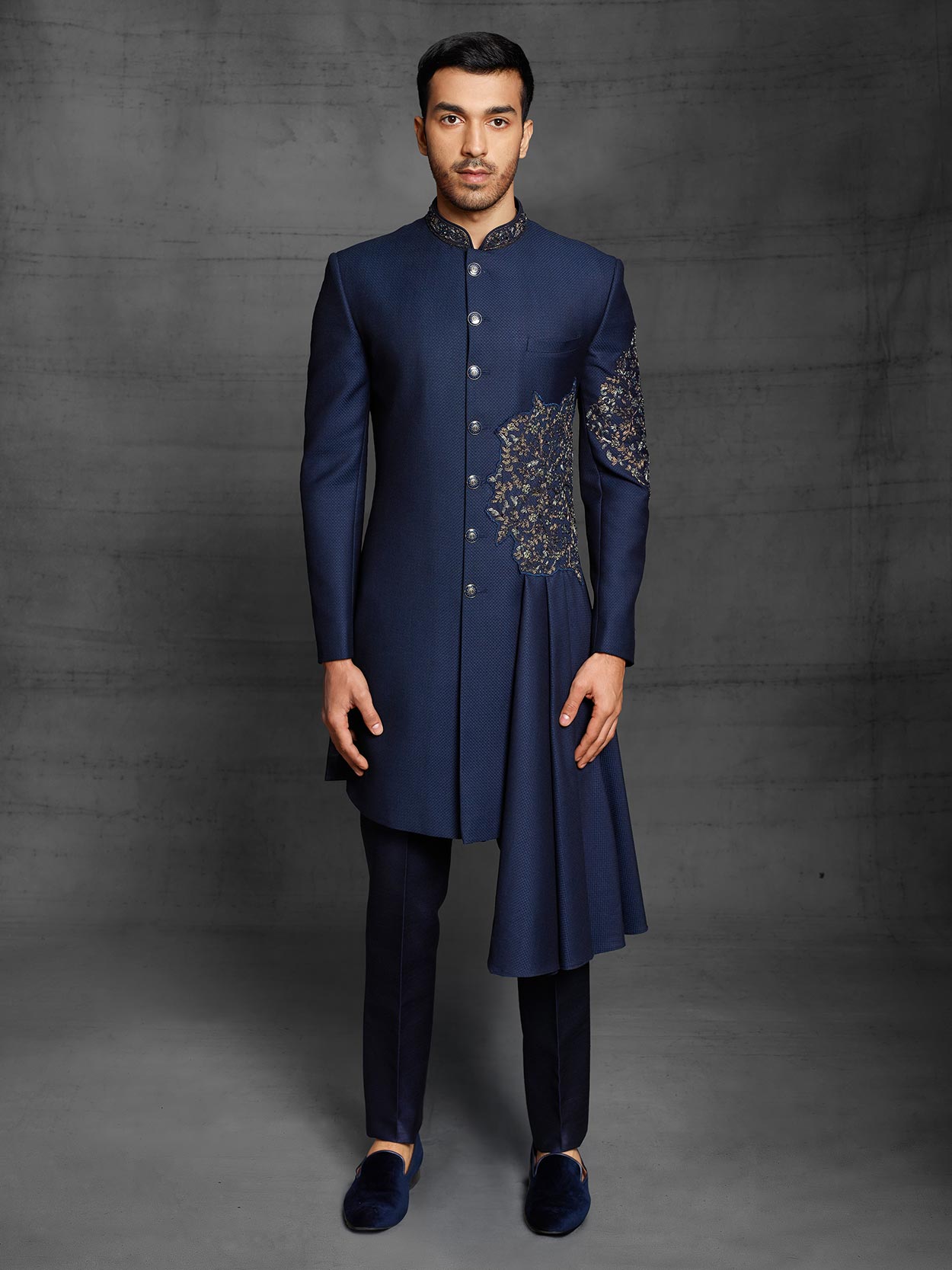 Stylish Mens Indowestern Royal Blue Colour Imported Fabric.