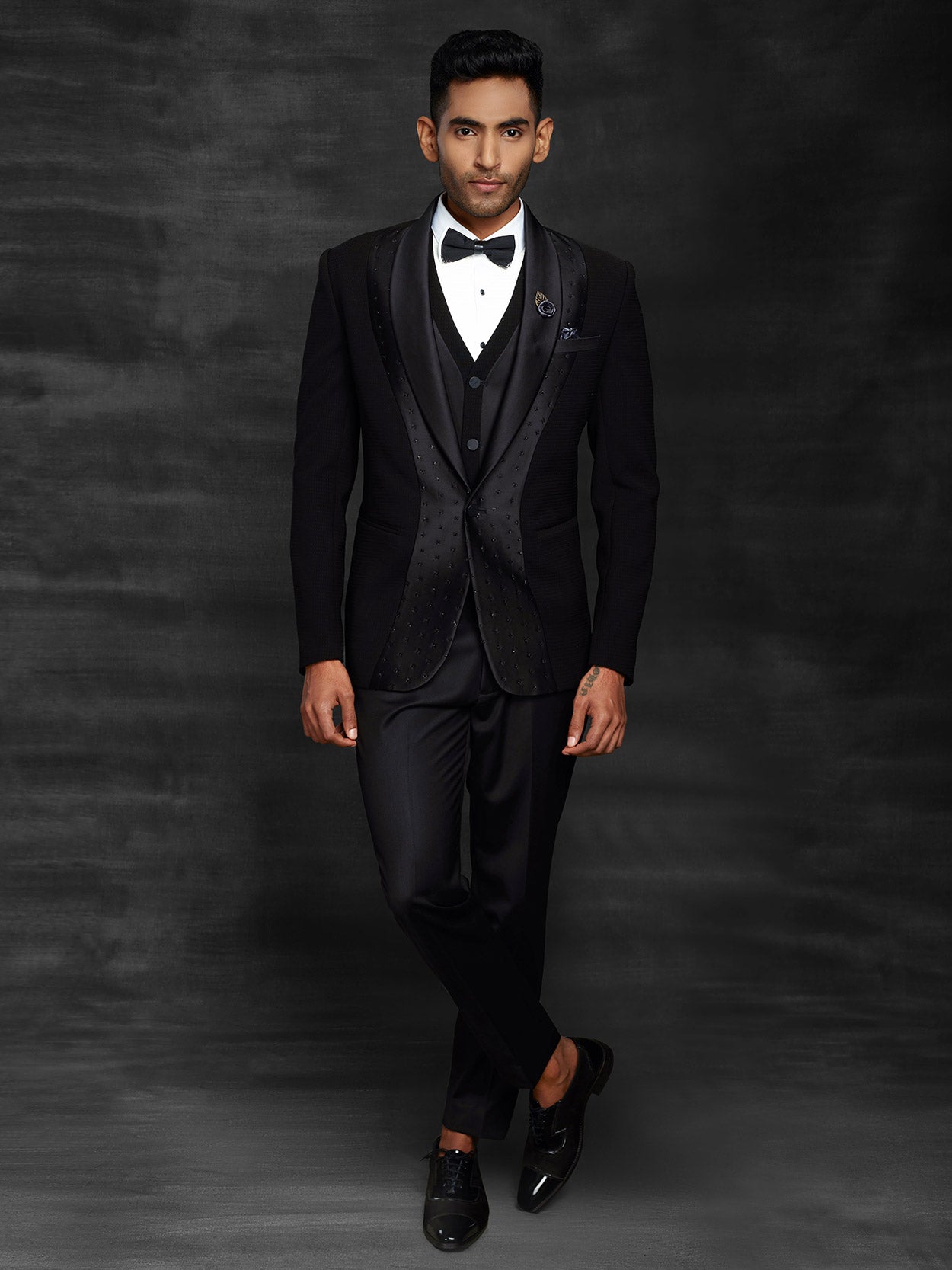 Black Colour Designer Men's Tuxedo Suit in Imported Fabric.
