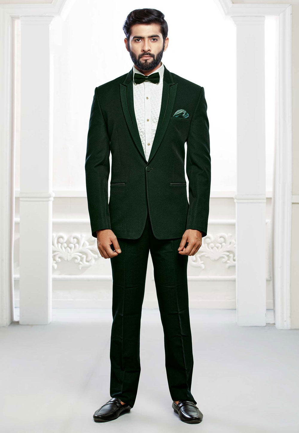 Green Colour Designer Tuxedo Suit