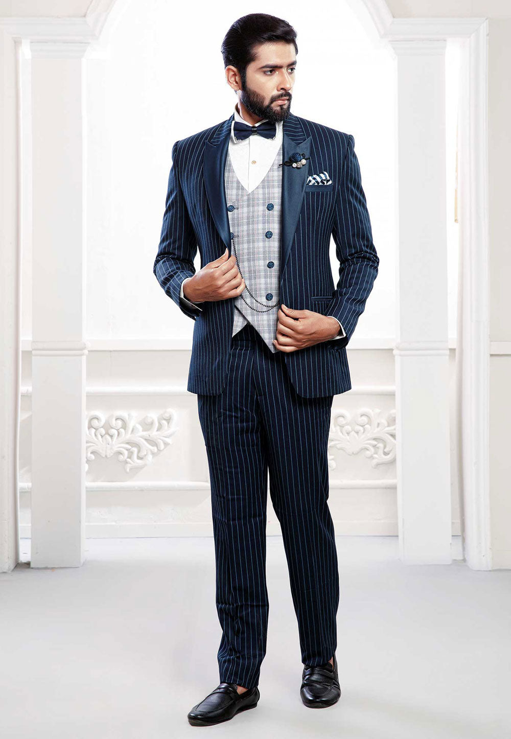 Blue Colour Designer Tuxedo Suit.