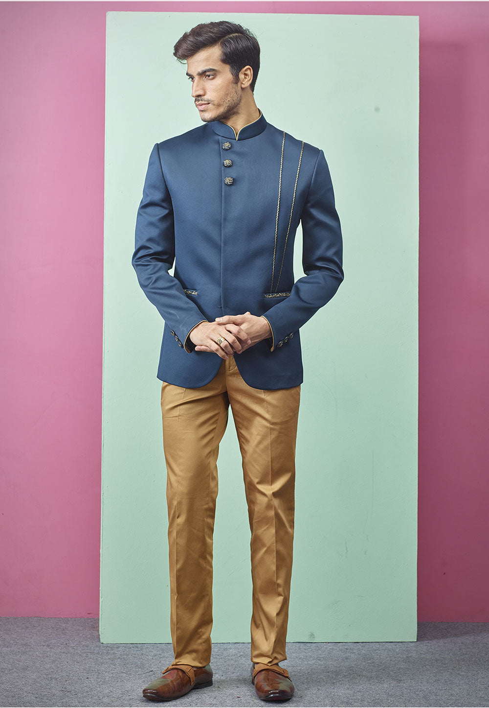 Indian Men's Designer Jodhpuri Suit Blue Colour.