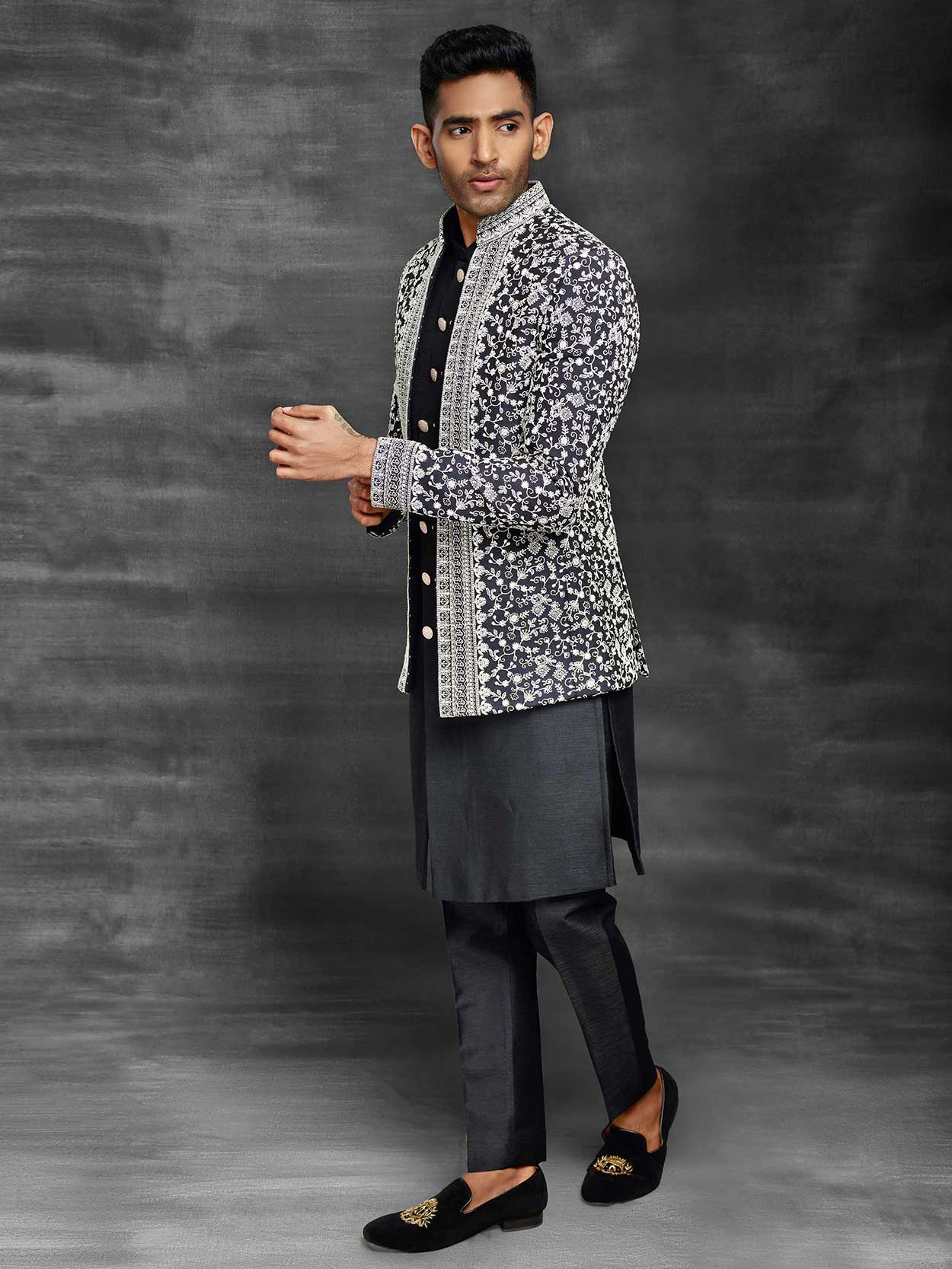 Black Colour Stylish Designer Jodhpuri For Men
