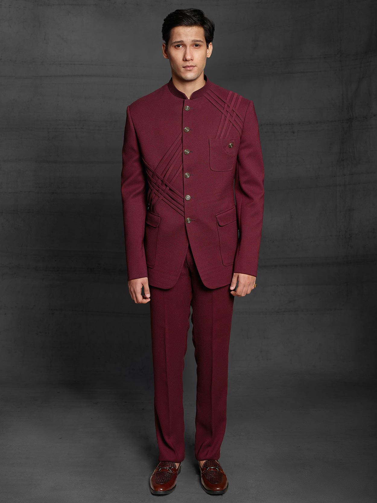 Maroon Imported Fabric Jodhpuri Suit For Men Wedding