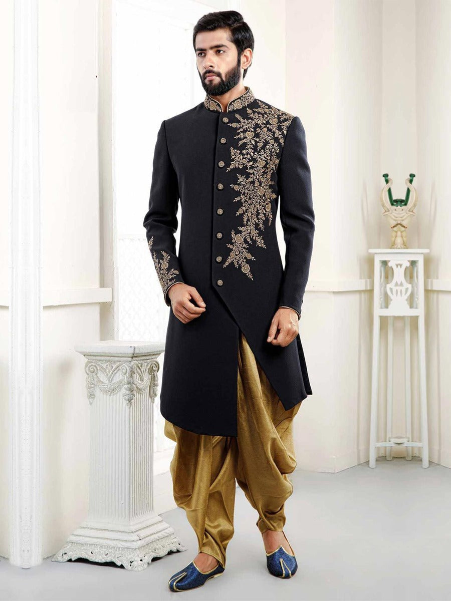 Embroidered Blue Indowestern