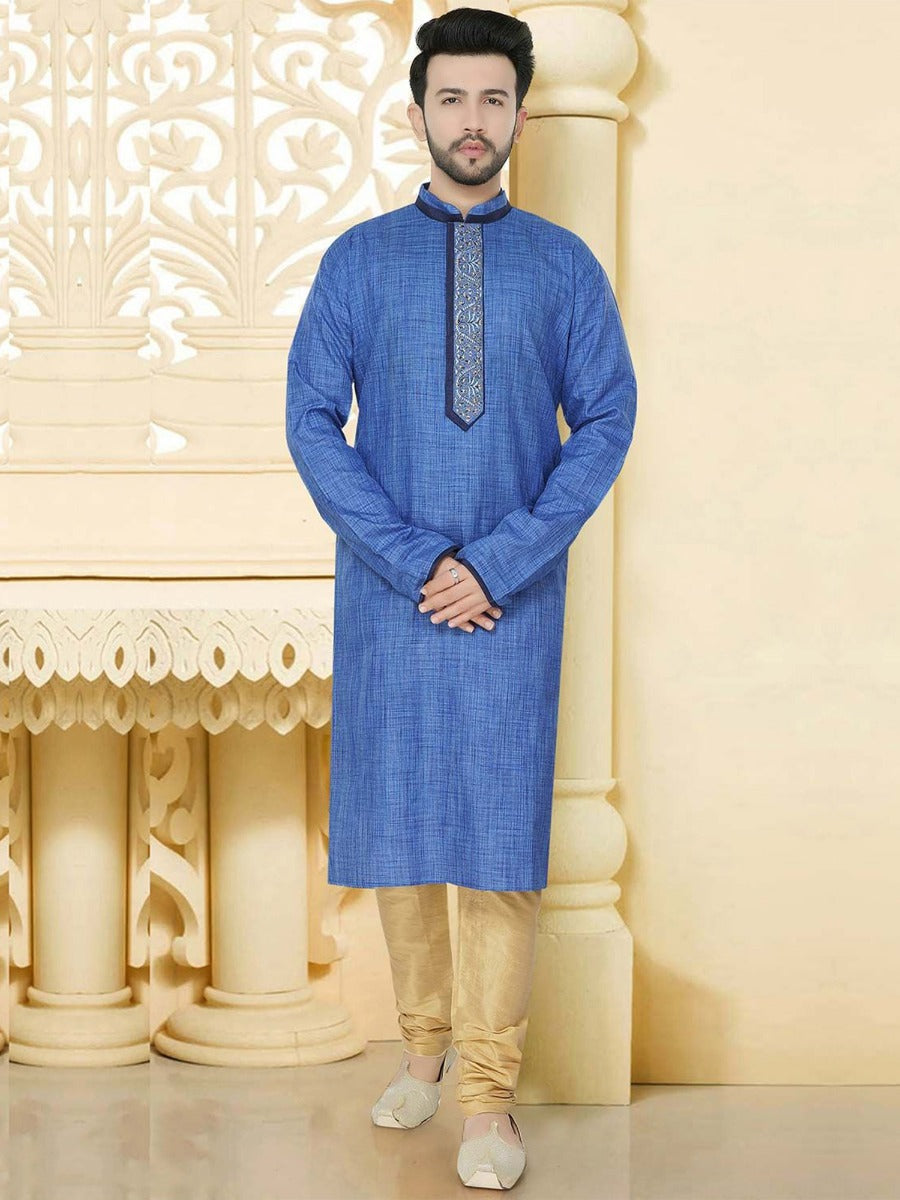 Blue Colour Kurta Pyjama.