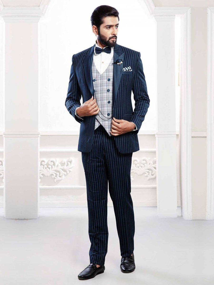 Blue Colour Designer Tuxedo Suit.