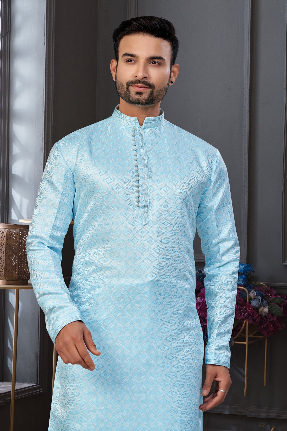 Light Blue Festive Kurta for Men