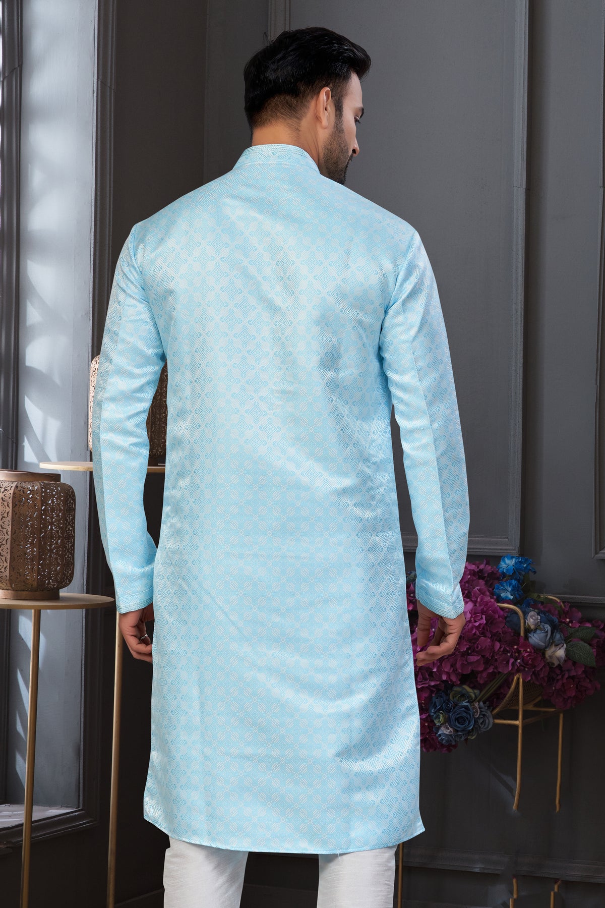 Light Blue Festive Kurta for Men
