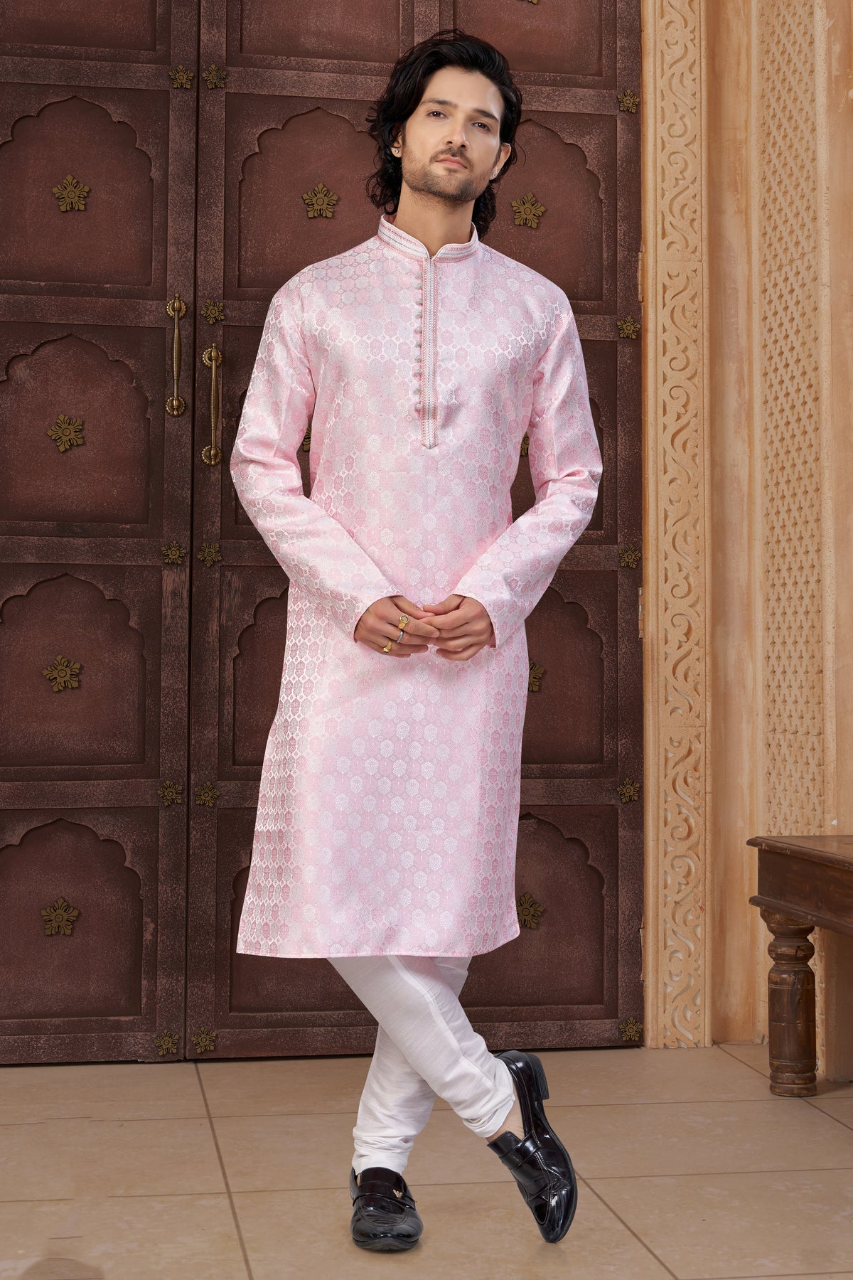 Soft Pink Festive Kurta Pajama