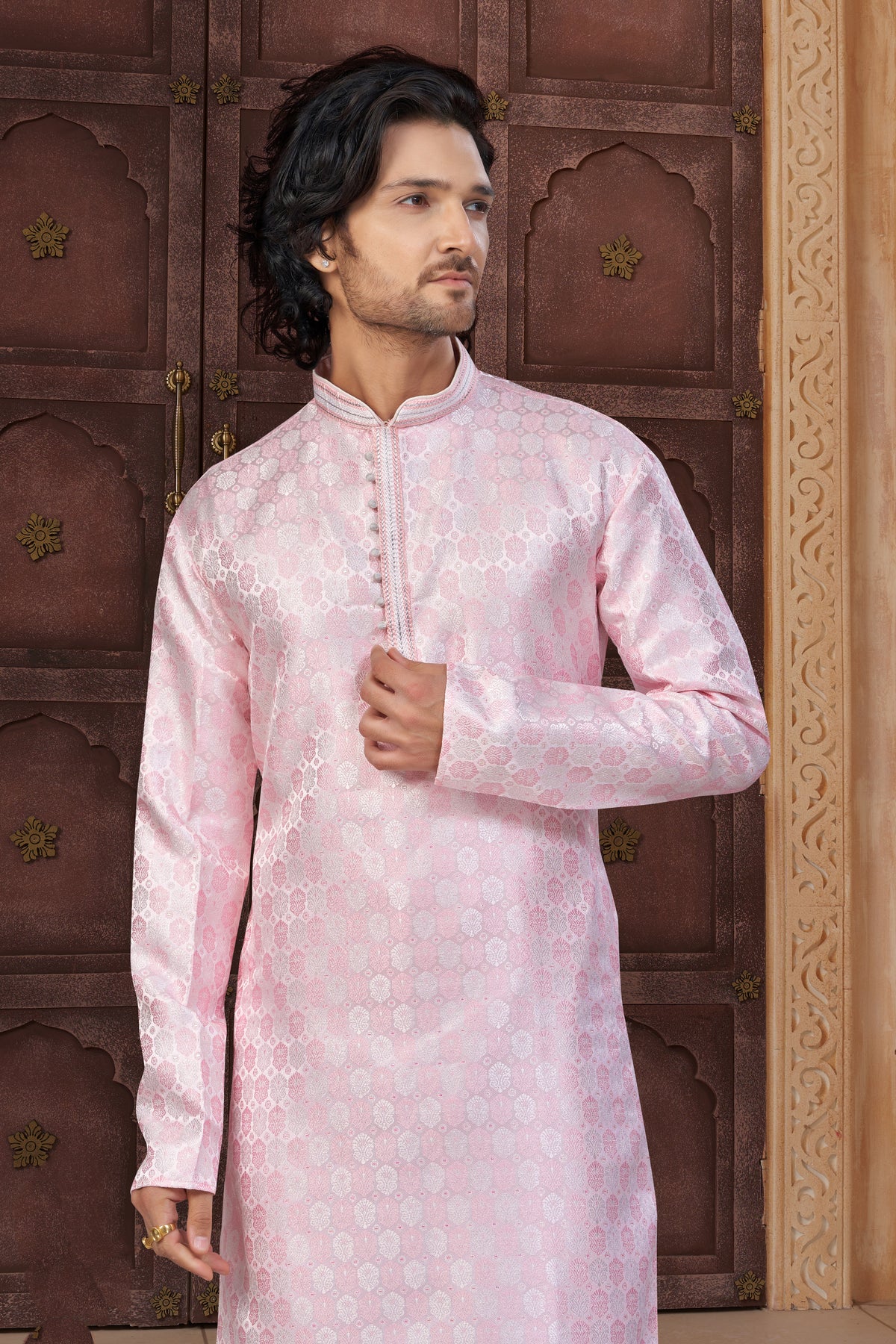 Soft Pink Festive Kurta Pajama