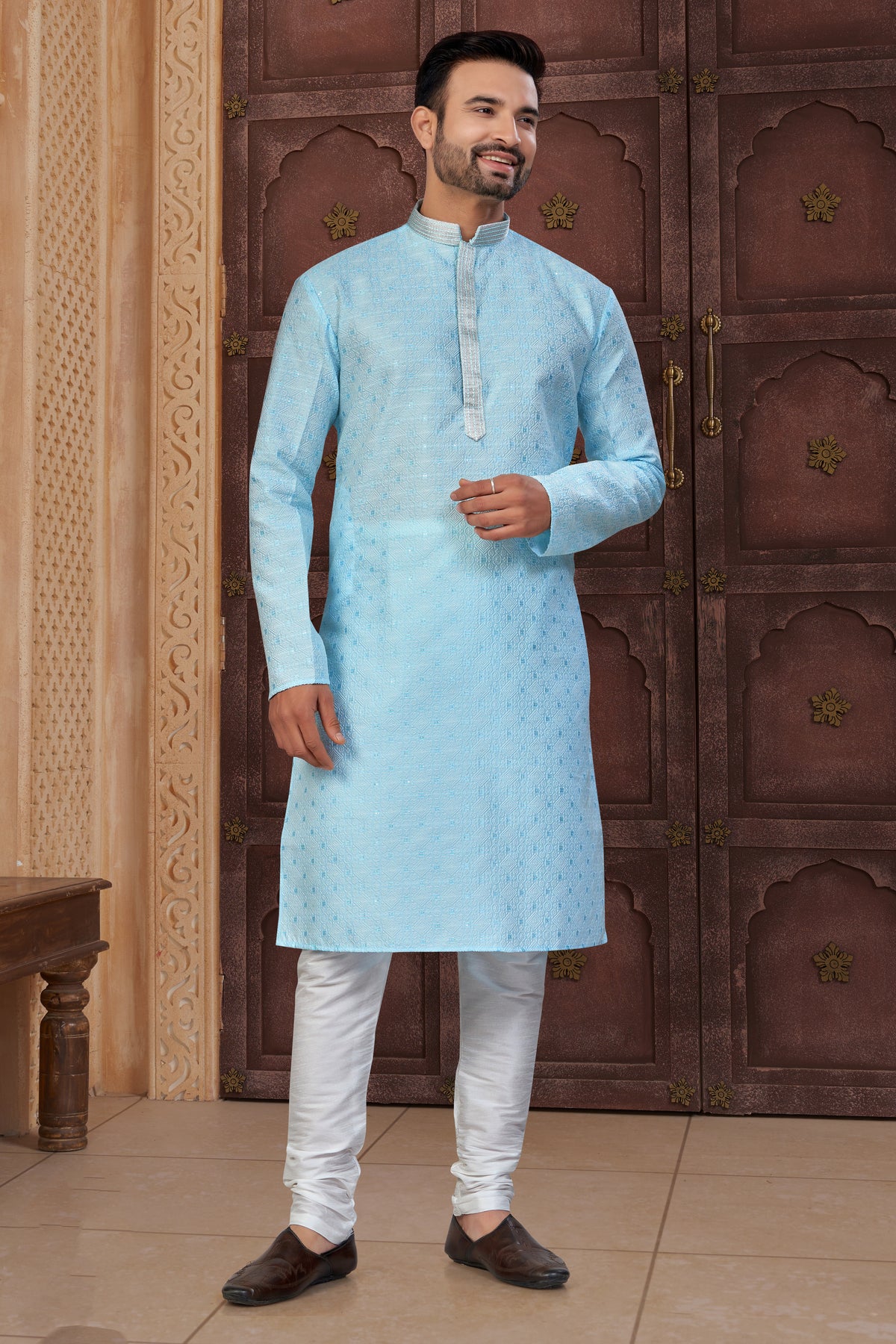 Light Blue Traditional Kurta Pajama