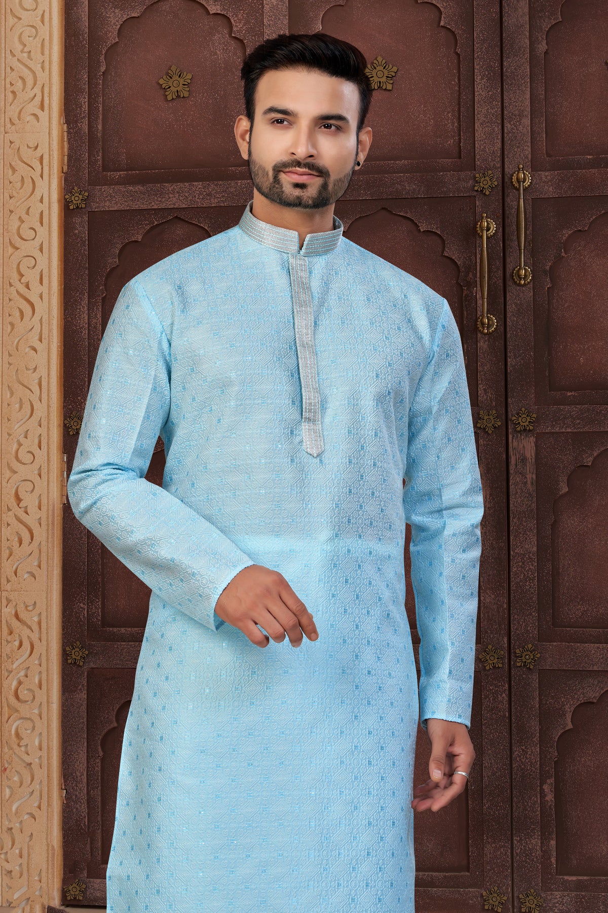 Light Blue Traditional Kurta Pajama