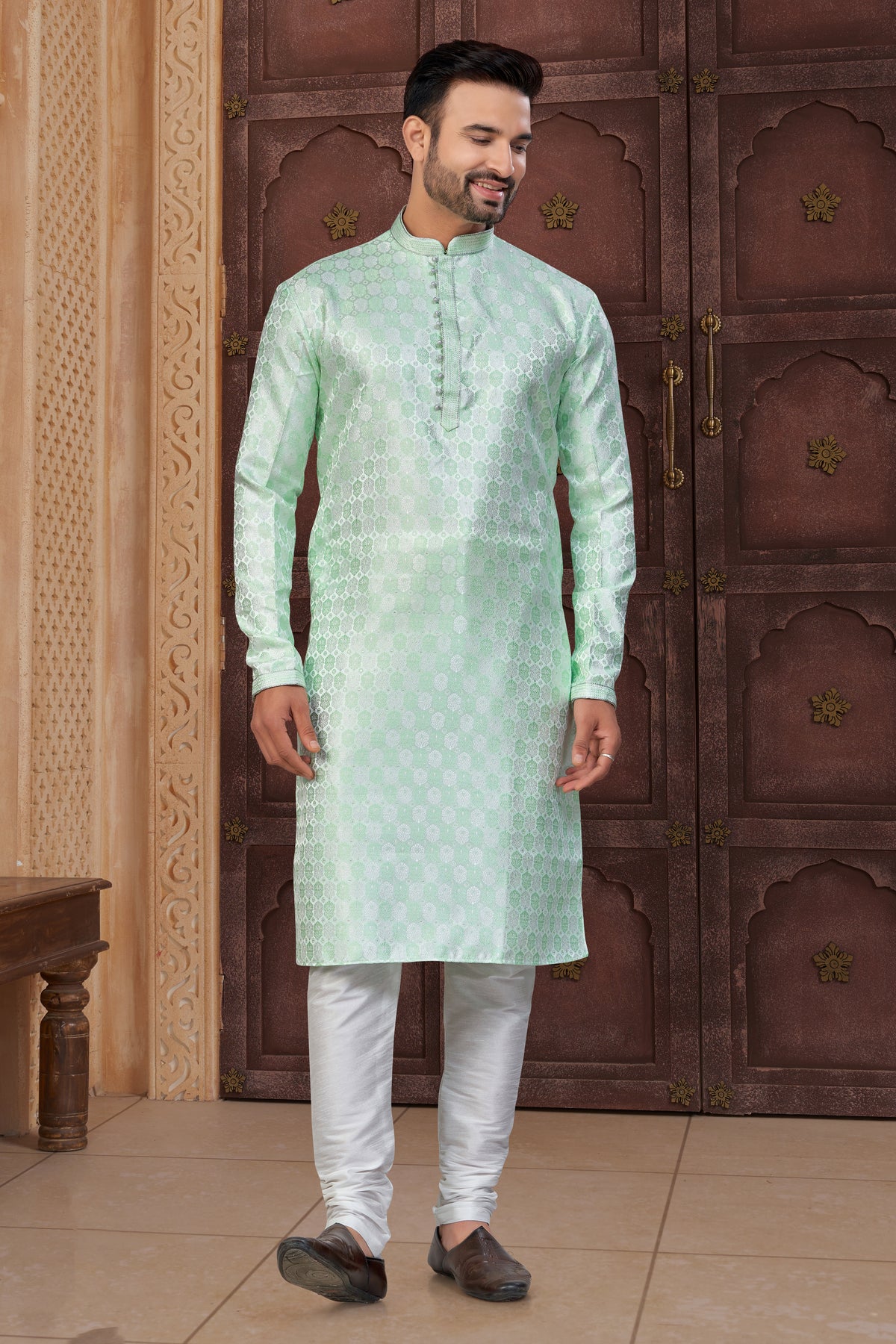Classic Green Jackard Churidar Set