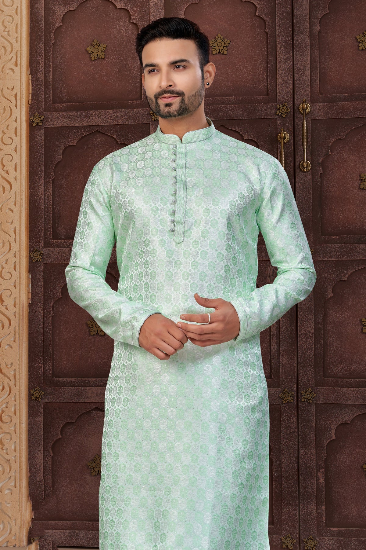 Classic Green Jackard Churidar Set