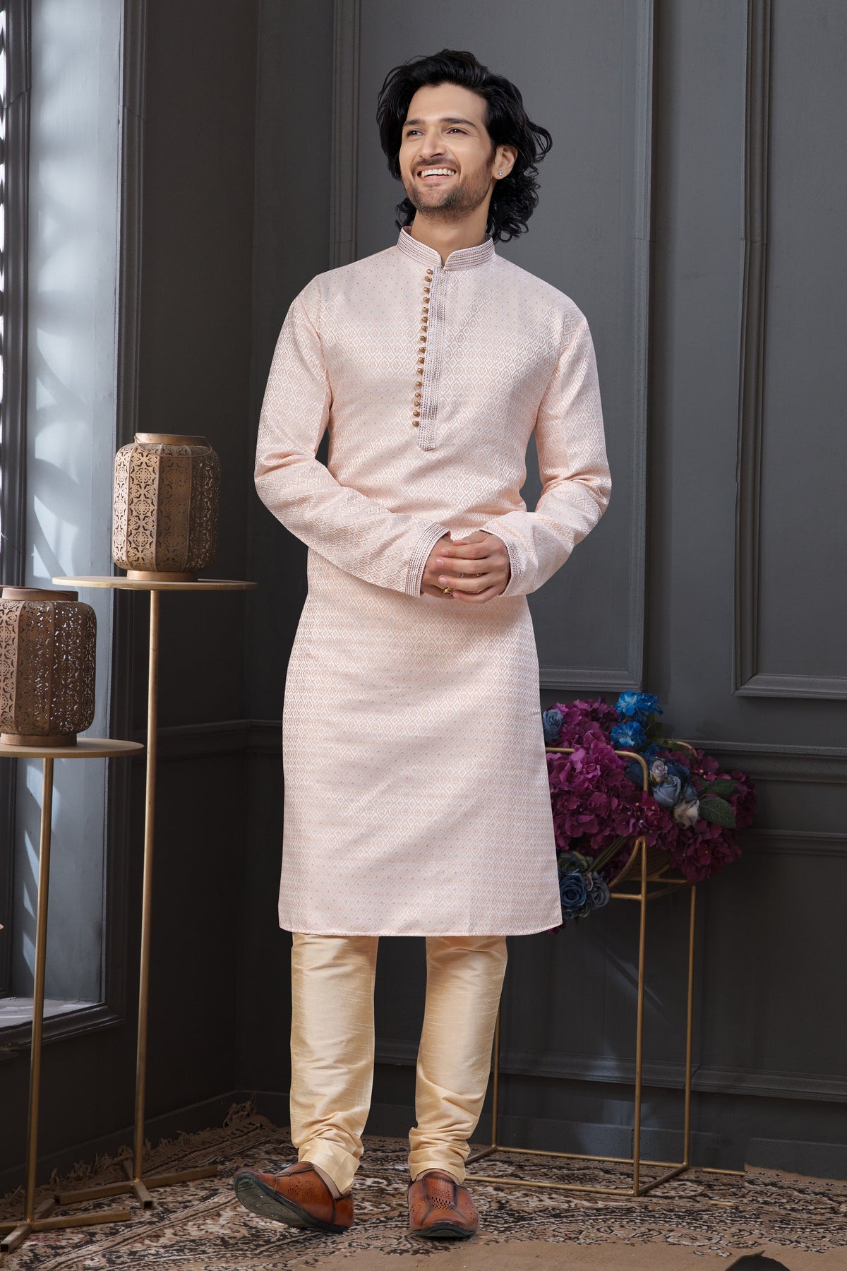 Classic Peach Kurta with Churidar