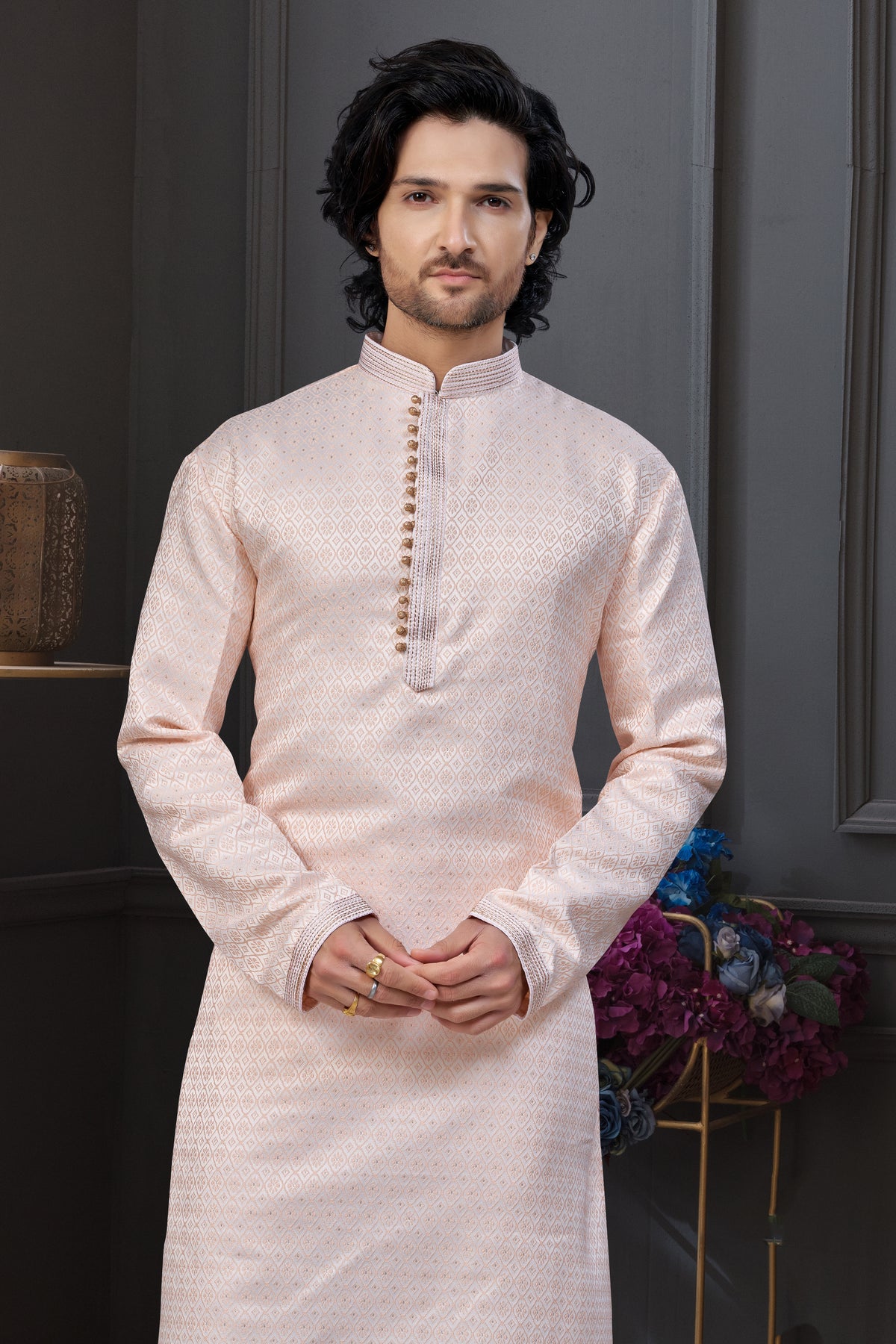 Classic Peach Kurta with Churidar