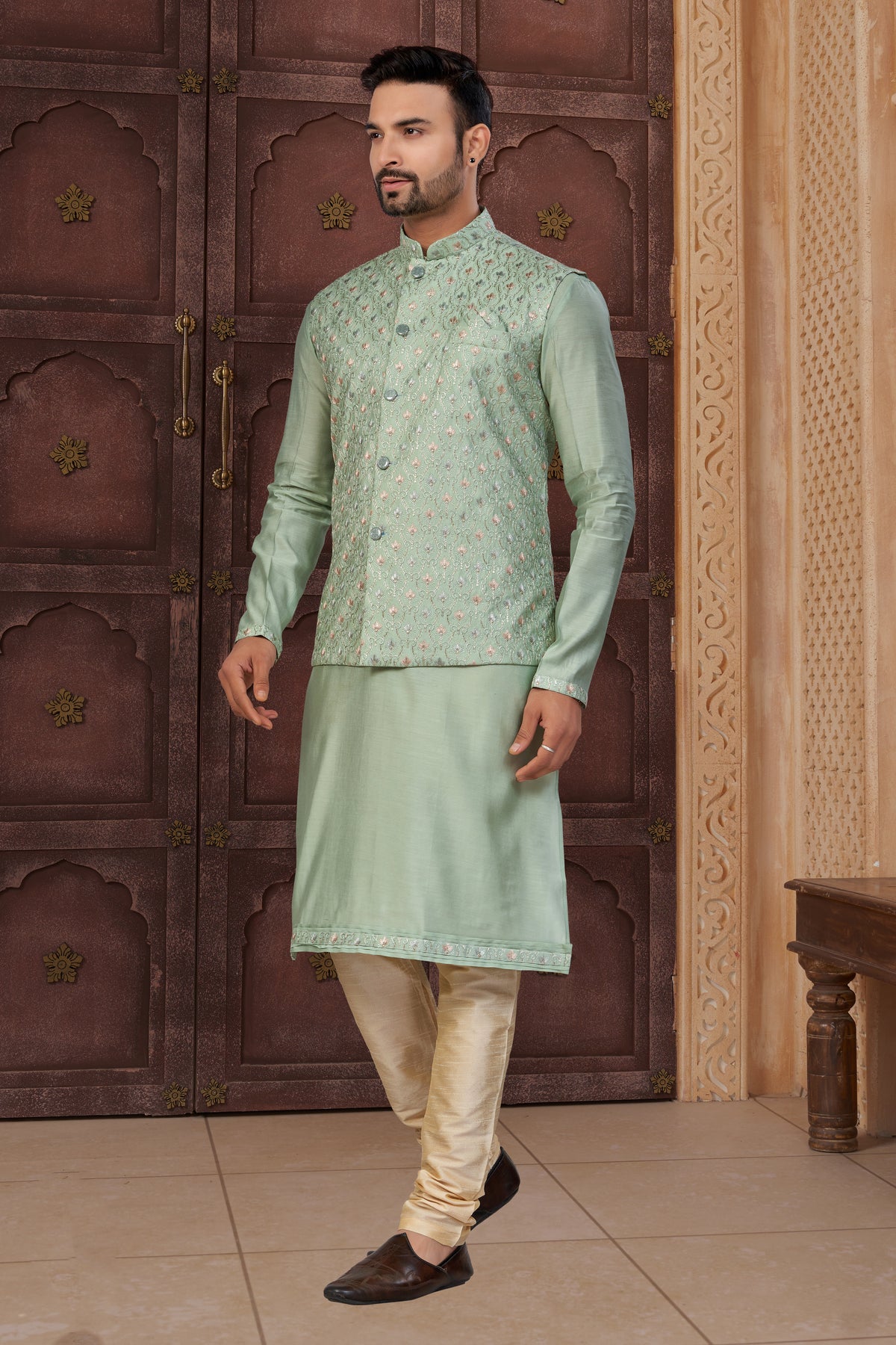 Mint Green Embroidered Kurta Set