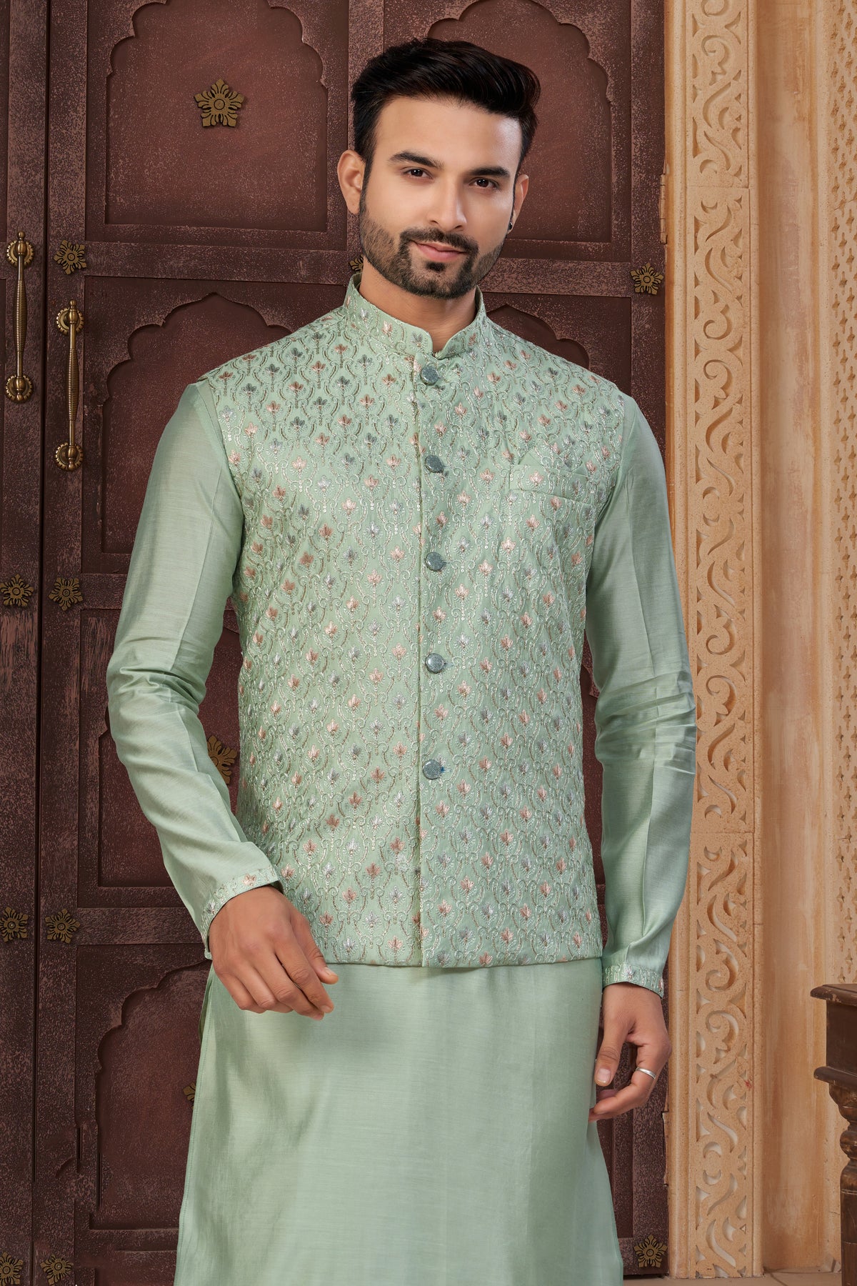 Mint Green Embroidered Kurta Set