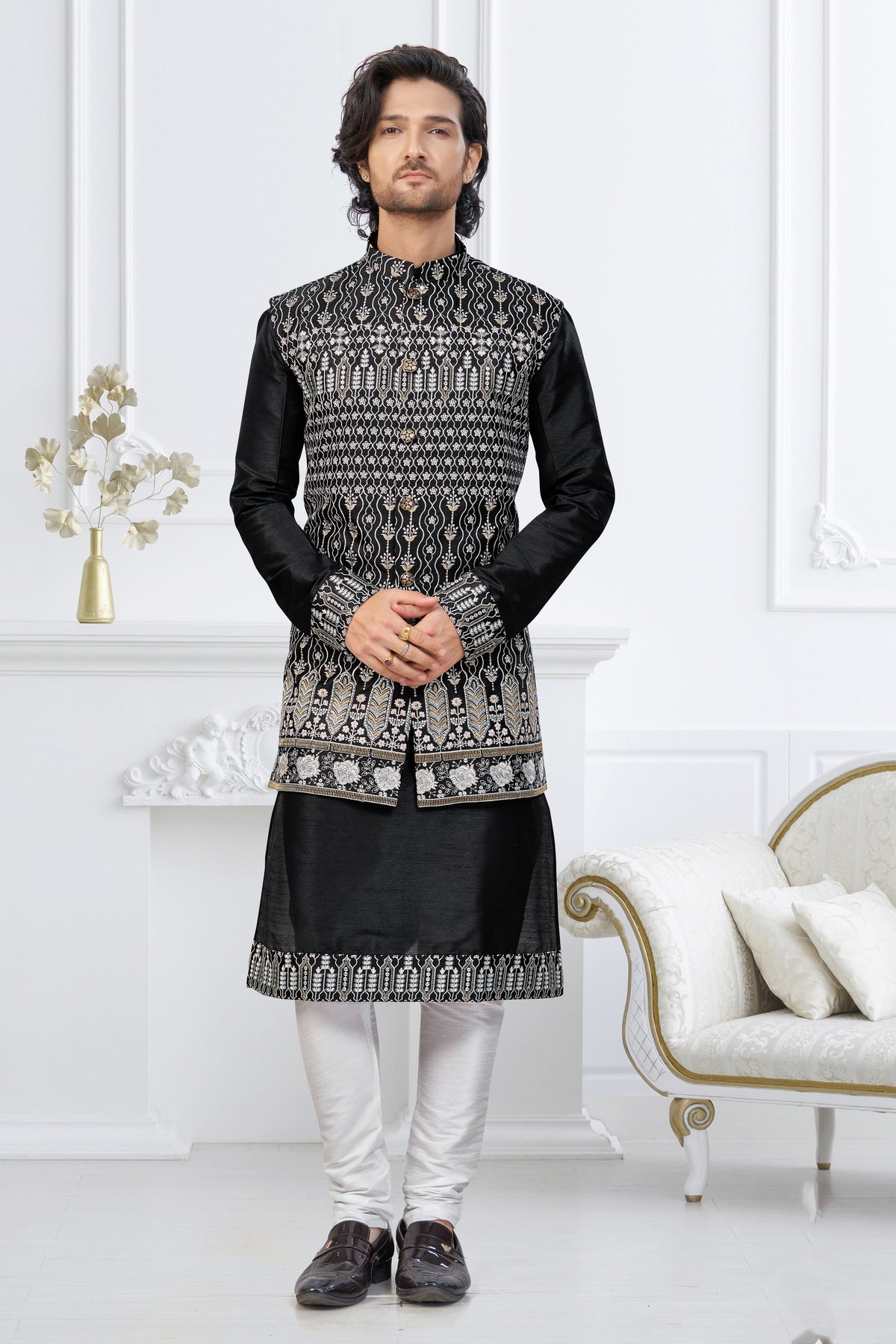 Classic Black Designer Kurta with Jacket