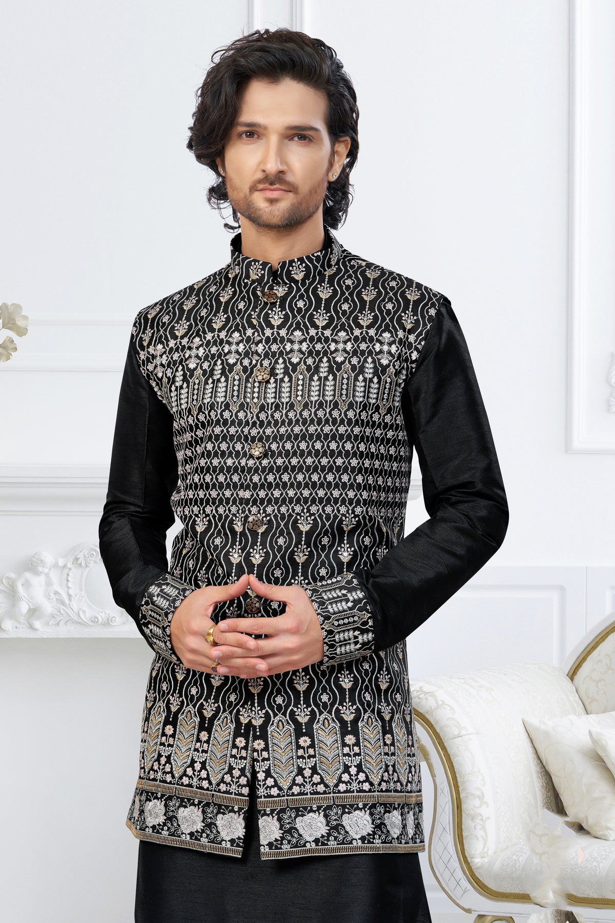Classic Black Designer Kurta with Jacket