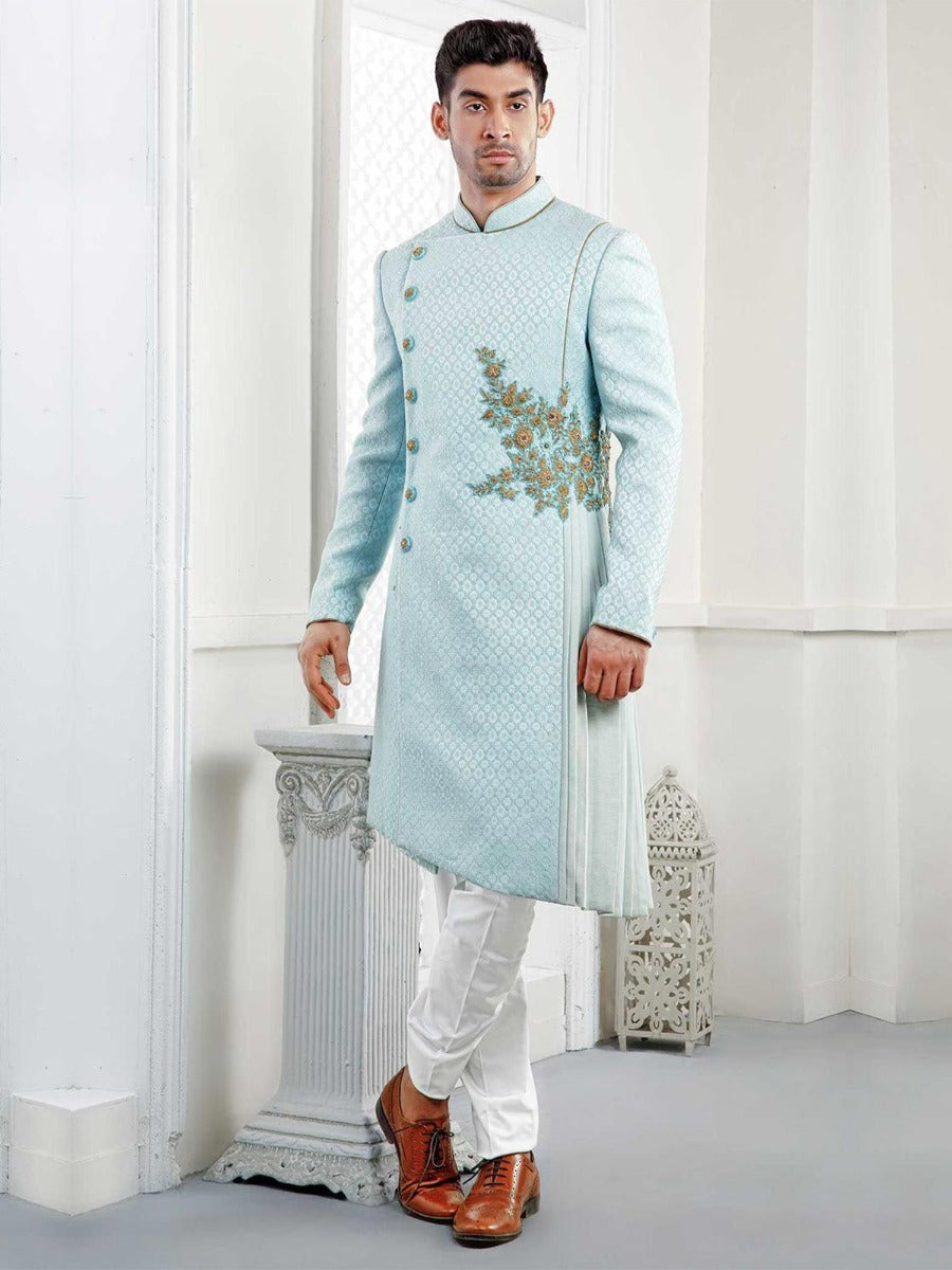 Exclusive Sky Blue Designer Indowestern.