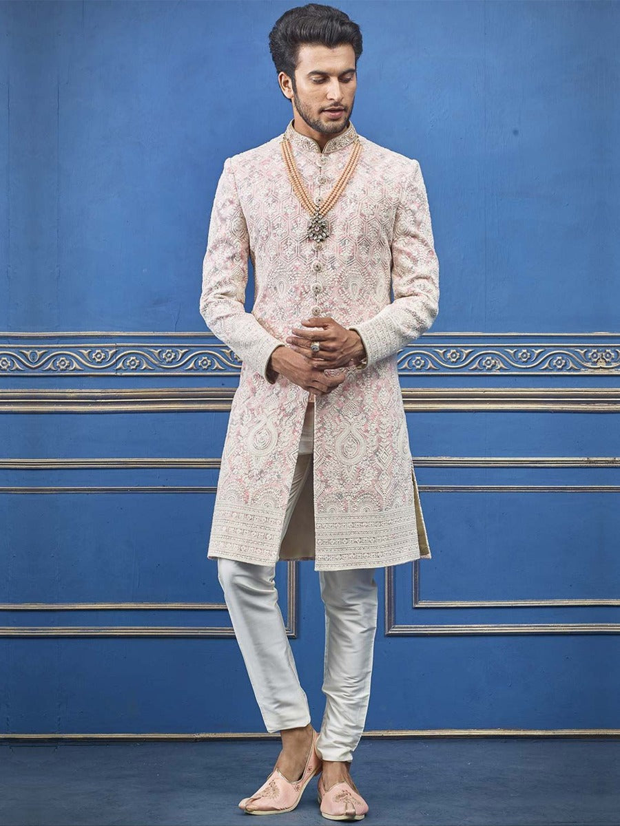 Party Wear Indowestern Peach Colour.
