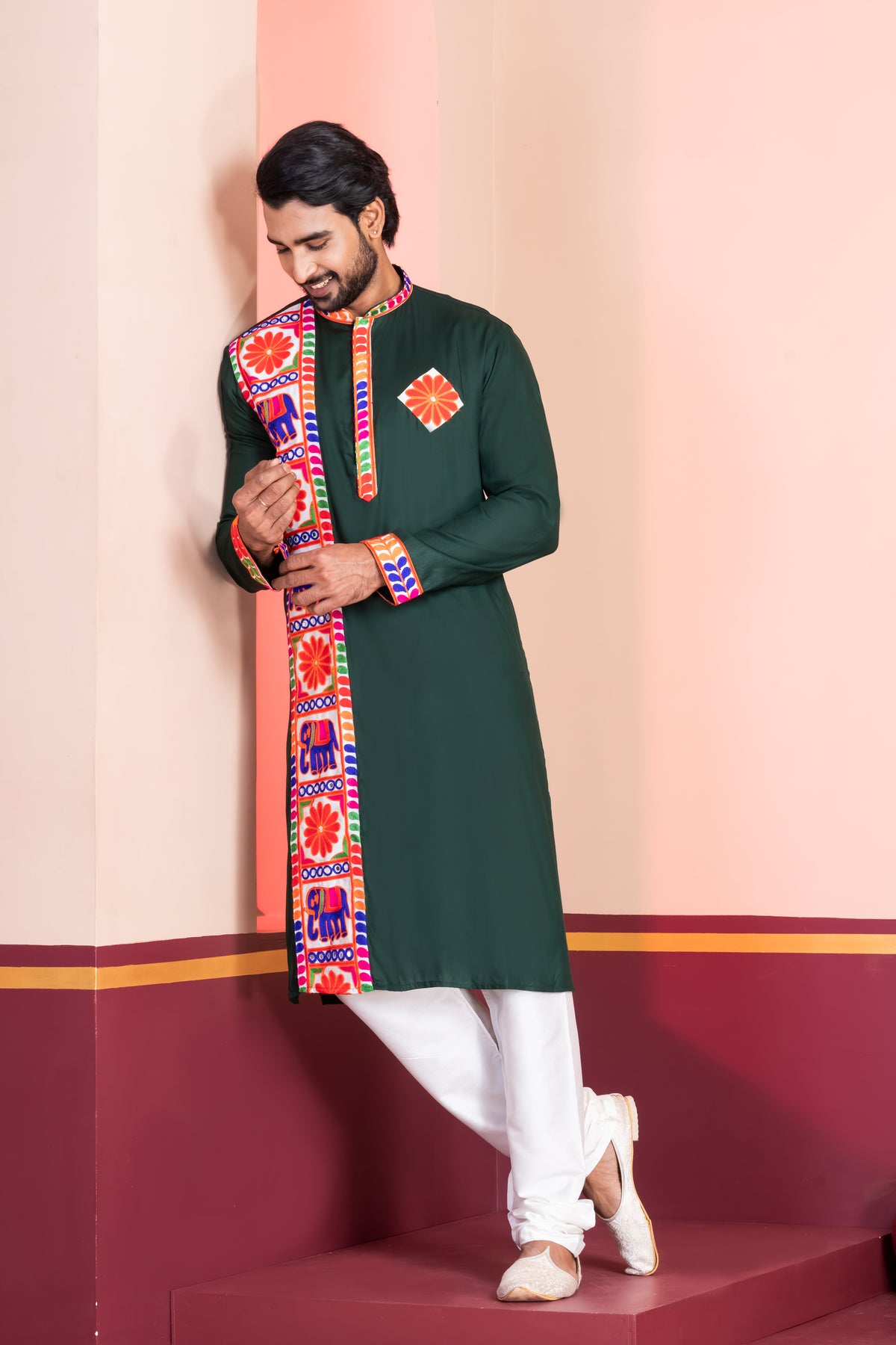Men's Green Festive Kurta Pajama