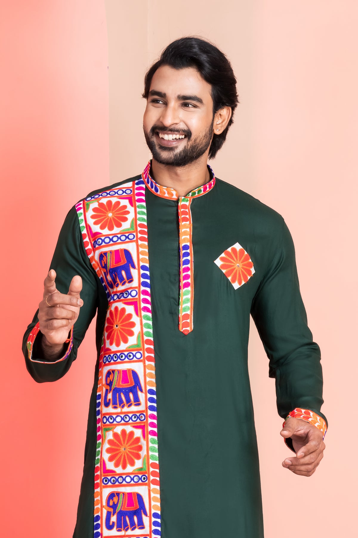 Men's Green Festive Kurta Pajama