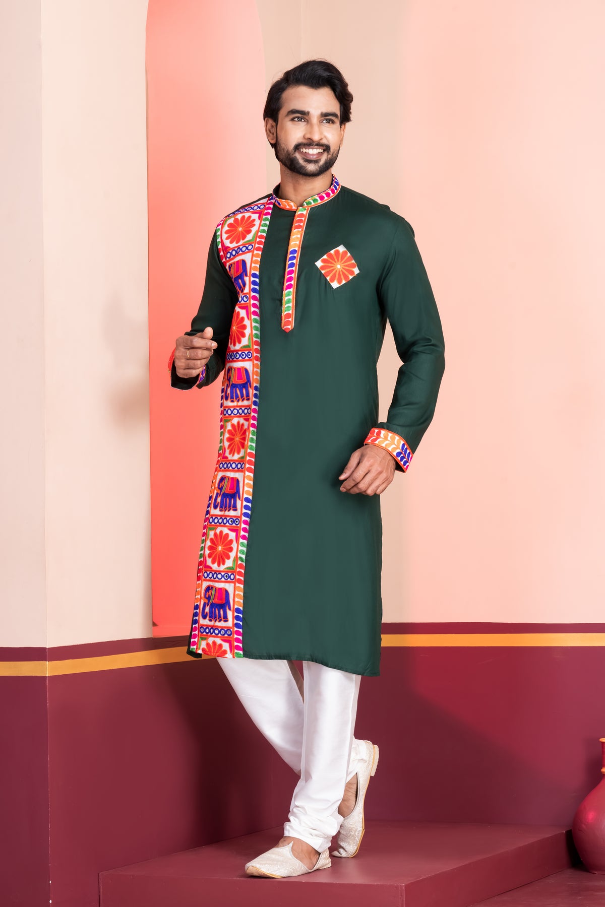 Men's Green Festive Kurta Pajama