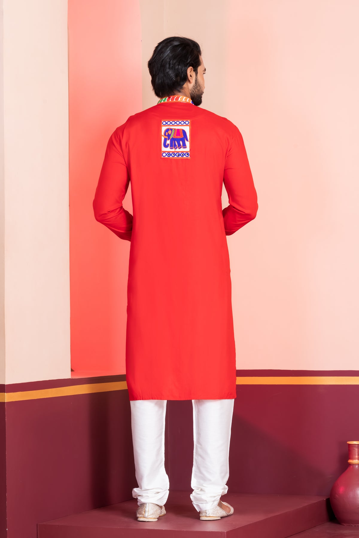 Vibrant Red Festive Kurta Set
