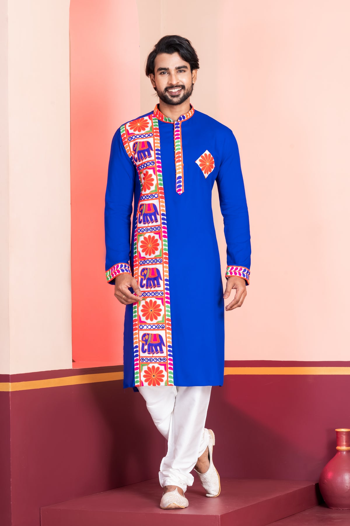 Blue Mirror Detail Ethnic Kurta