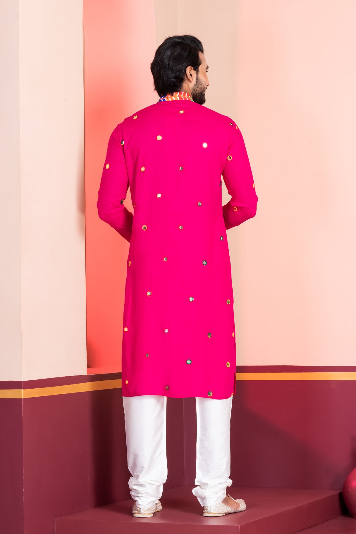 Vibrant Pink Kurta Pajama with Colorful Work