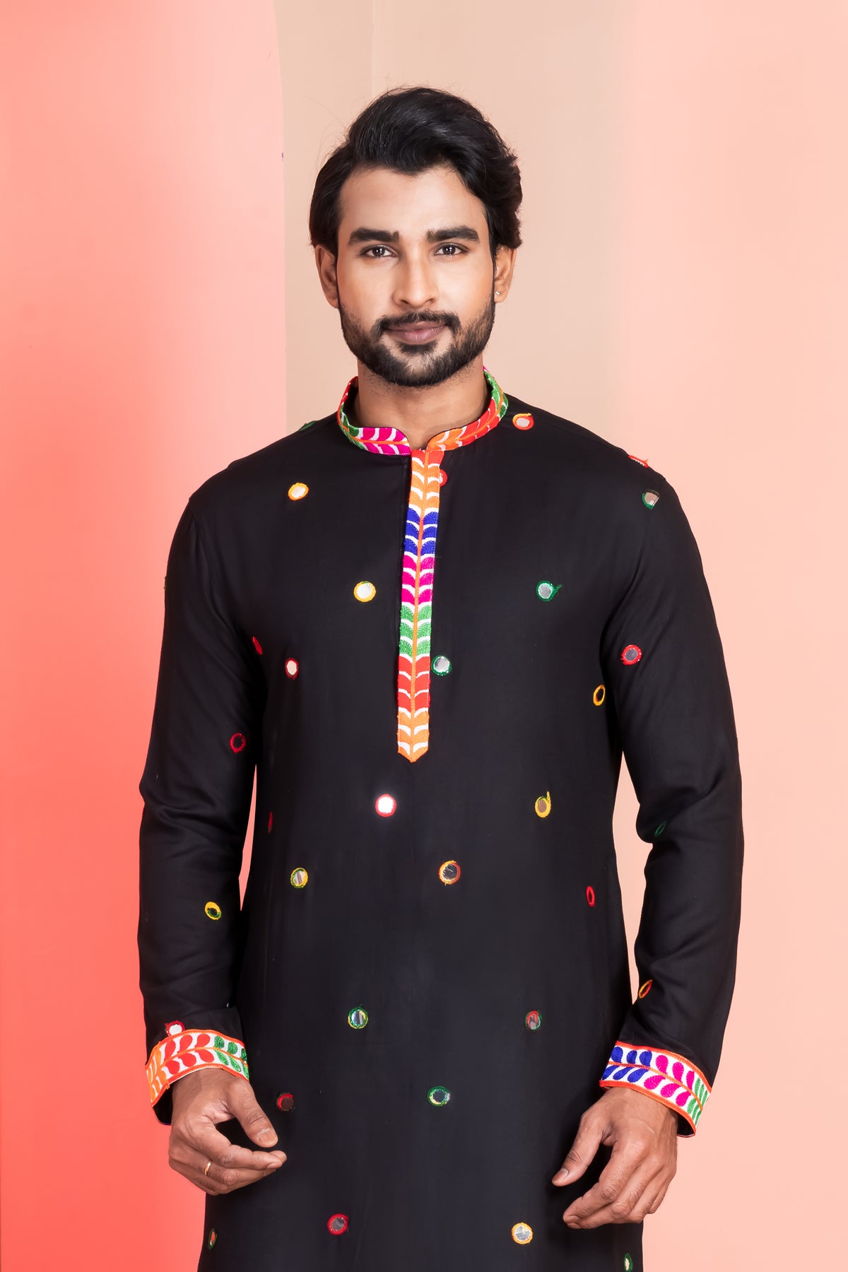 Black Rayon Kurta with Churidar