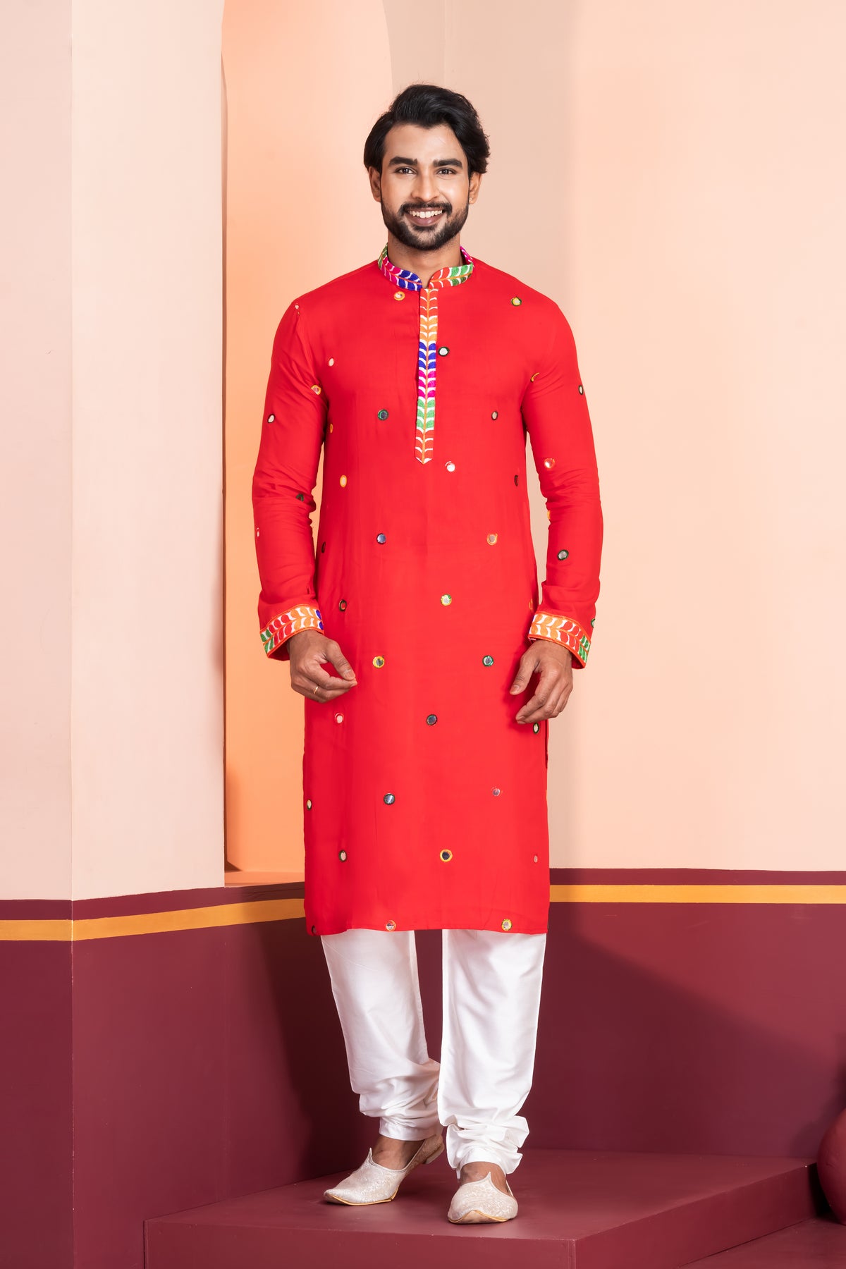 Classic Red Churidar Kurta Set