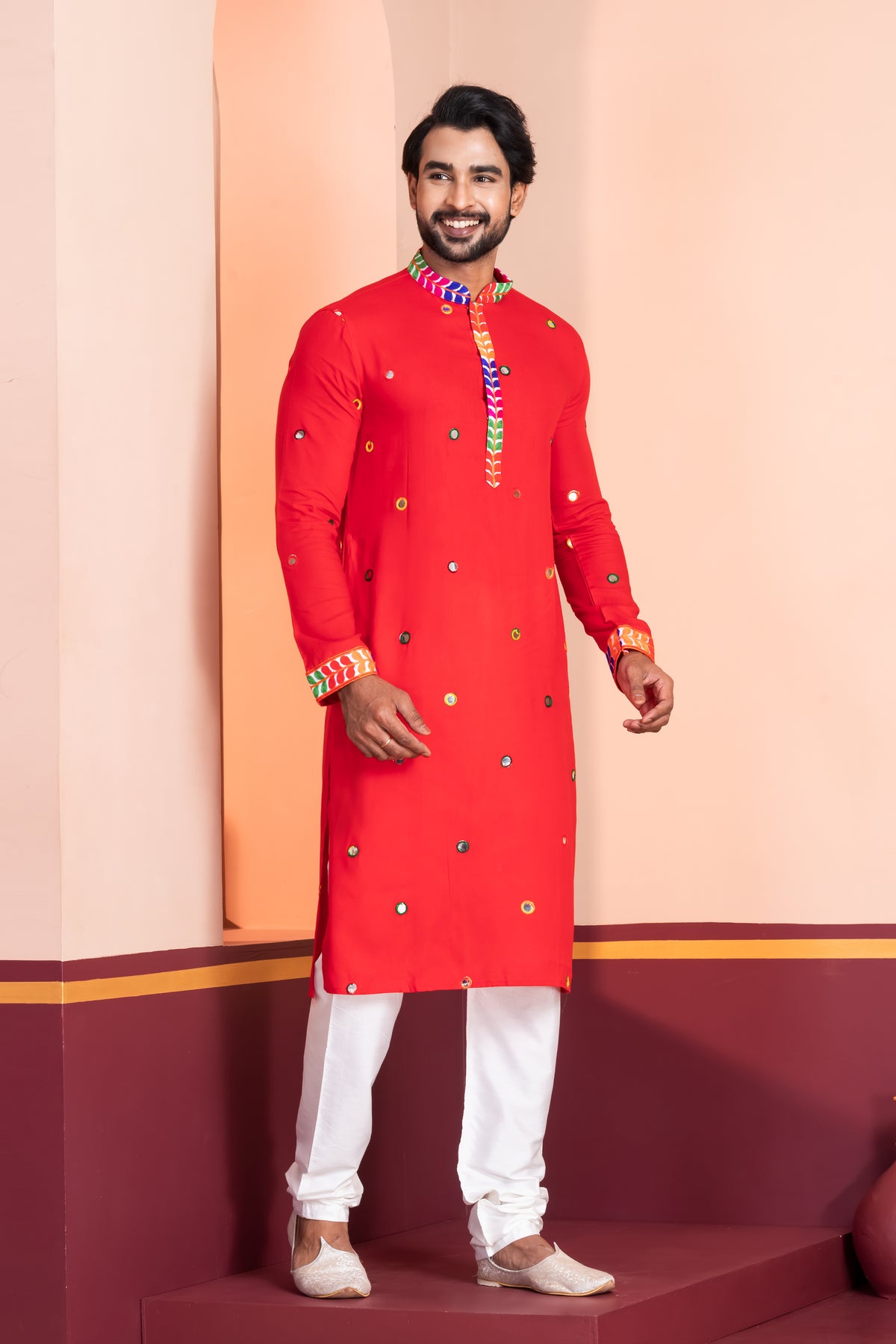 Classic Red Churidar Kurta Set