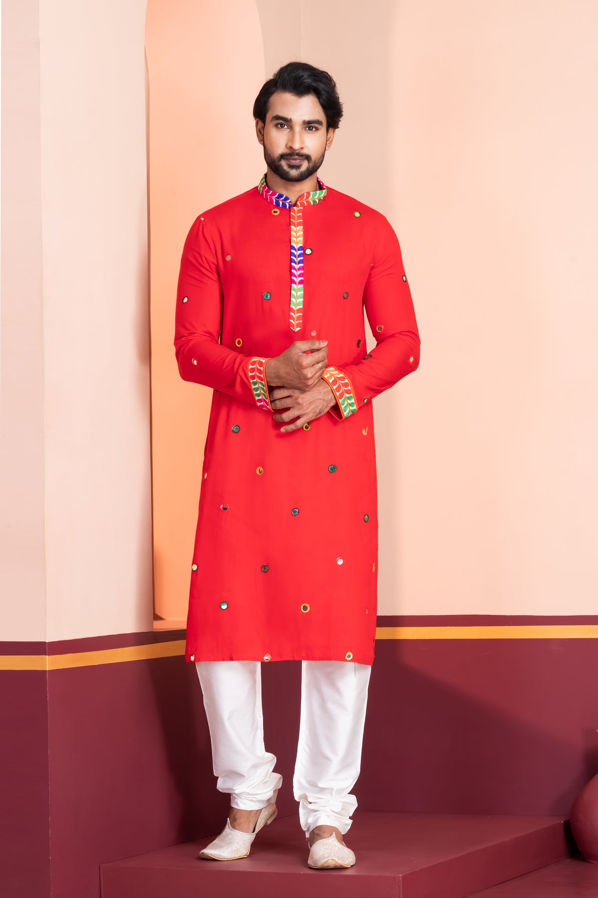 Classic Red Churidar Kurta Set