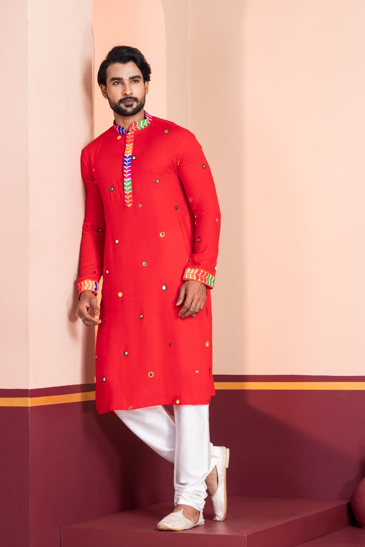 Classic Red Churidar Kurta Set