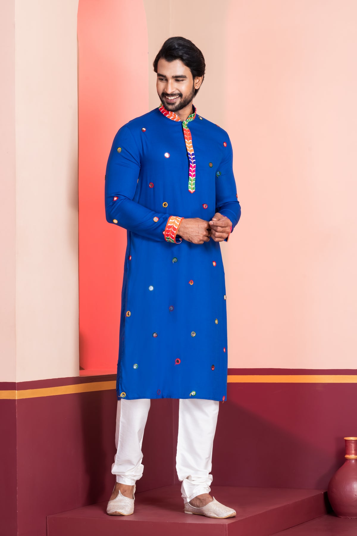 Blue Ethnic Designer Kurta with Churidar