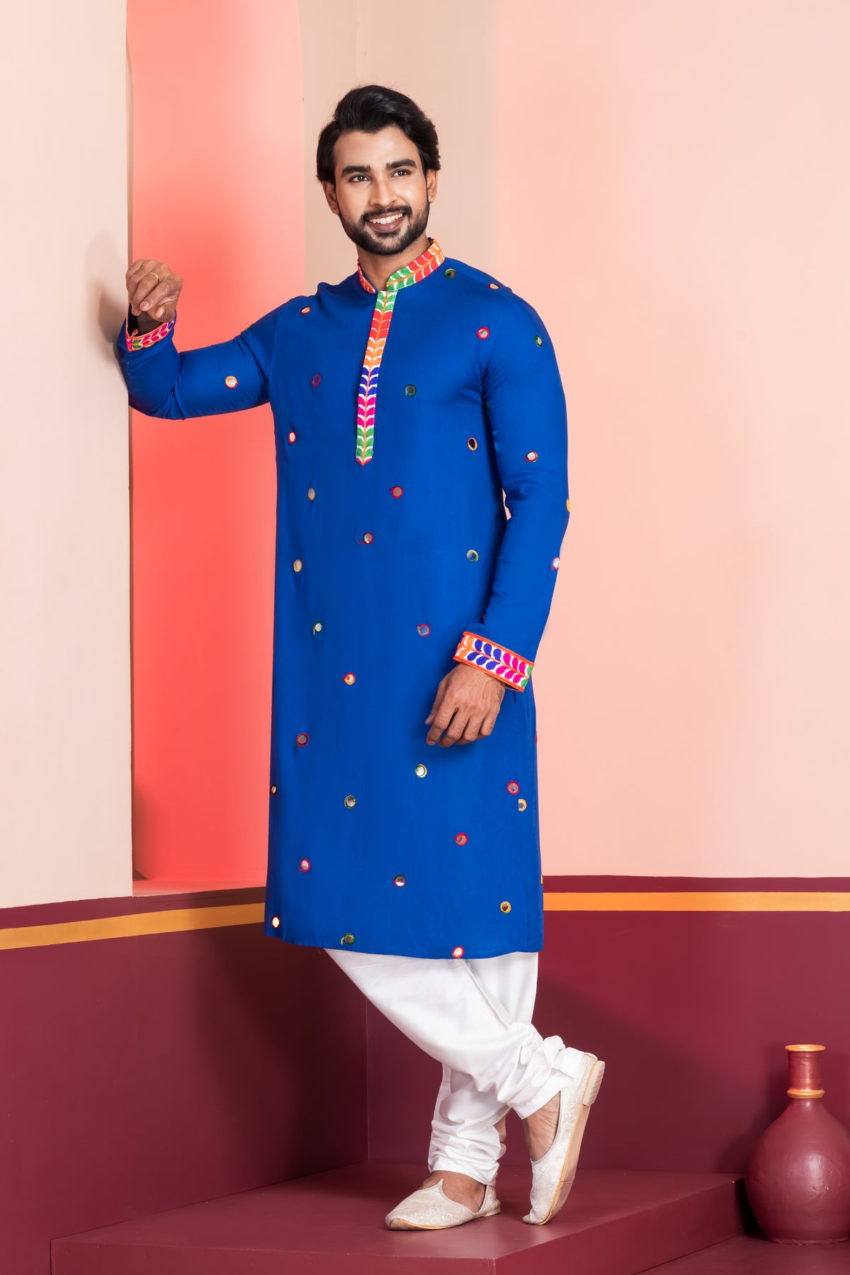 Blue Ethnic Designer Kurta with Churidar