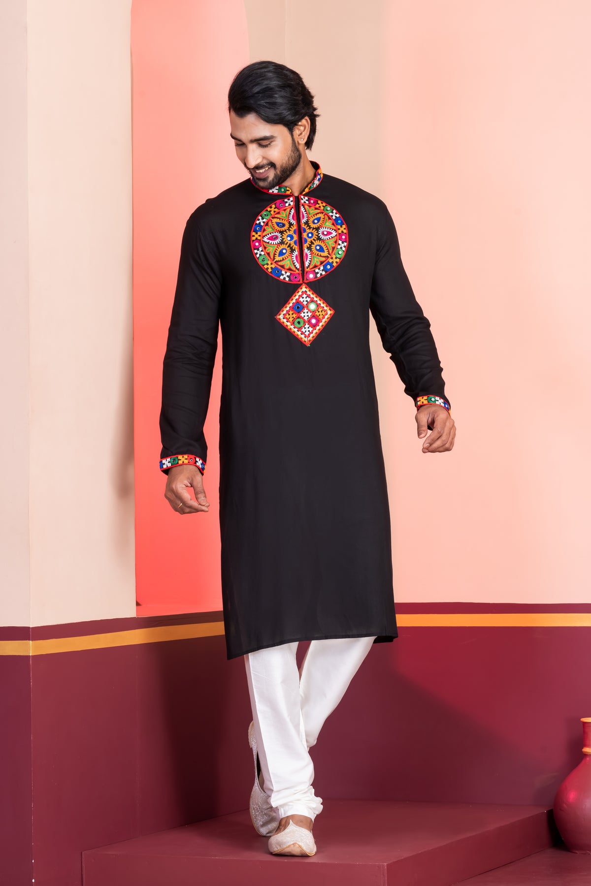 Elegant Black Embroidered Kurta Set