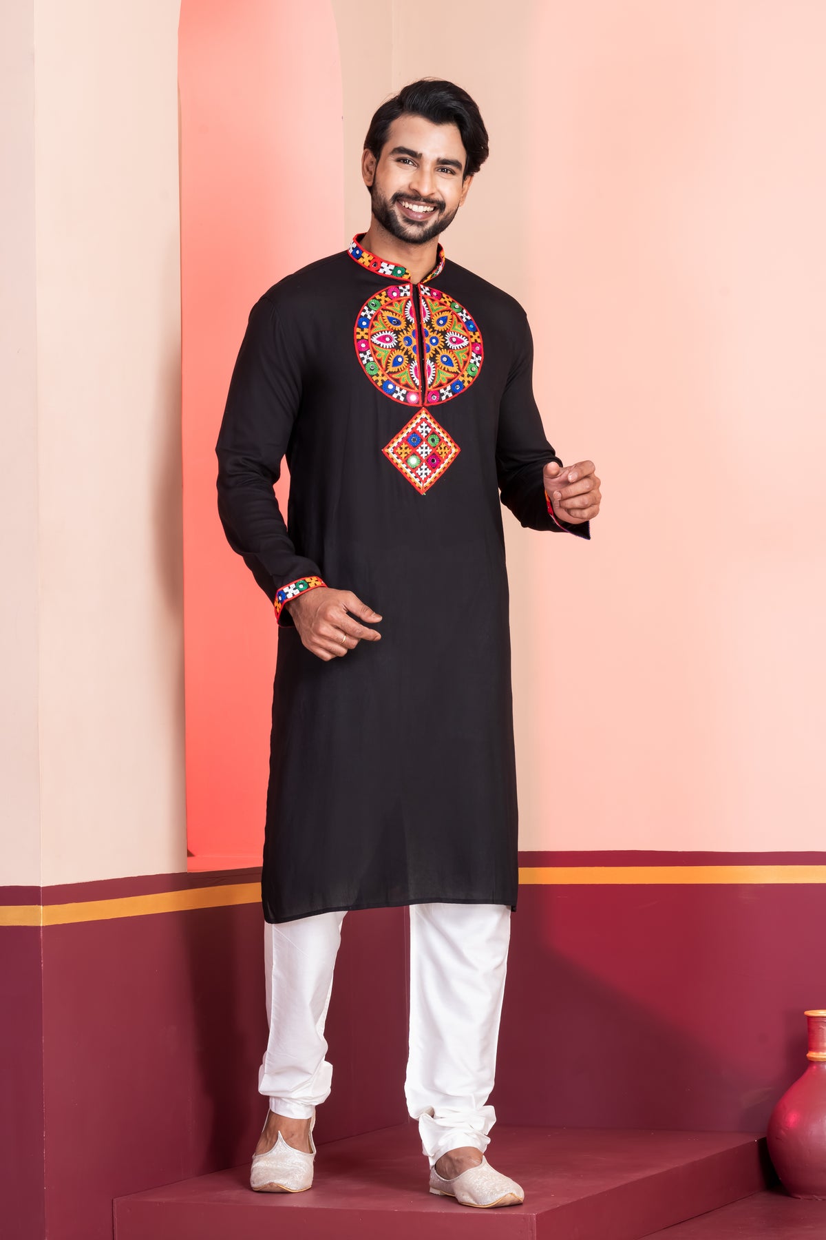 Elegant Black Embroidered Kurta Set