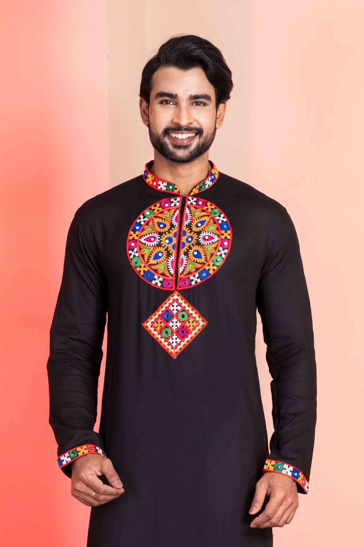 Elegant Black Embroidered Kurta Set