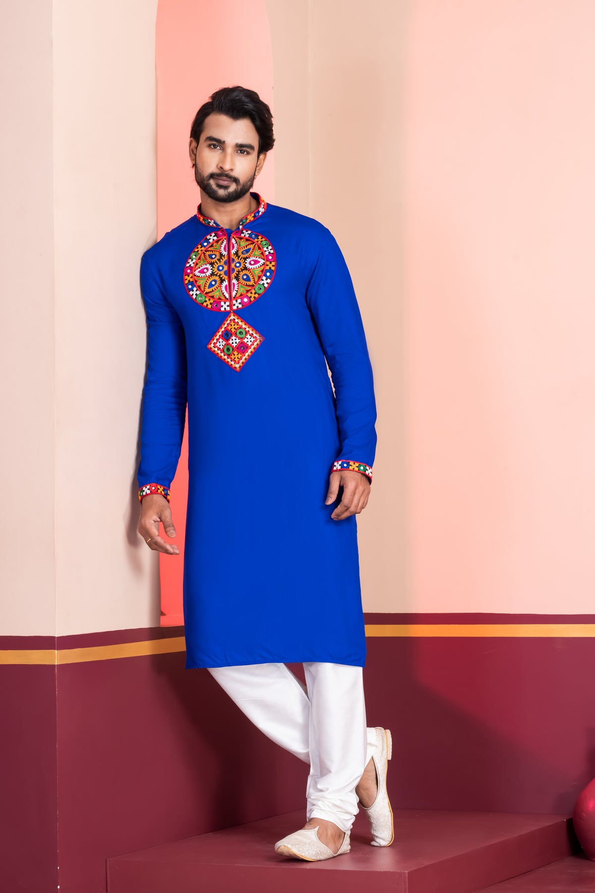 Vibrant Blue Rayon Kurta Pjama Set