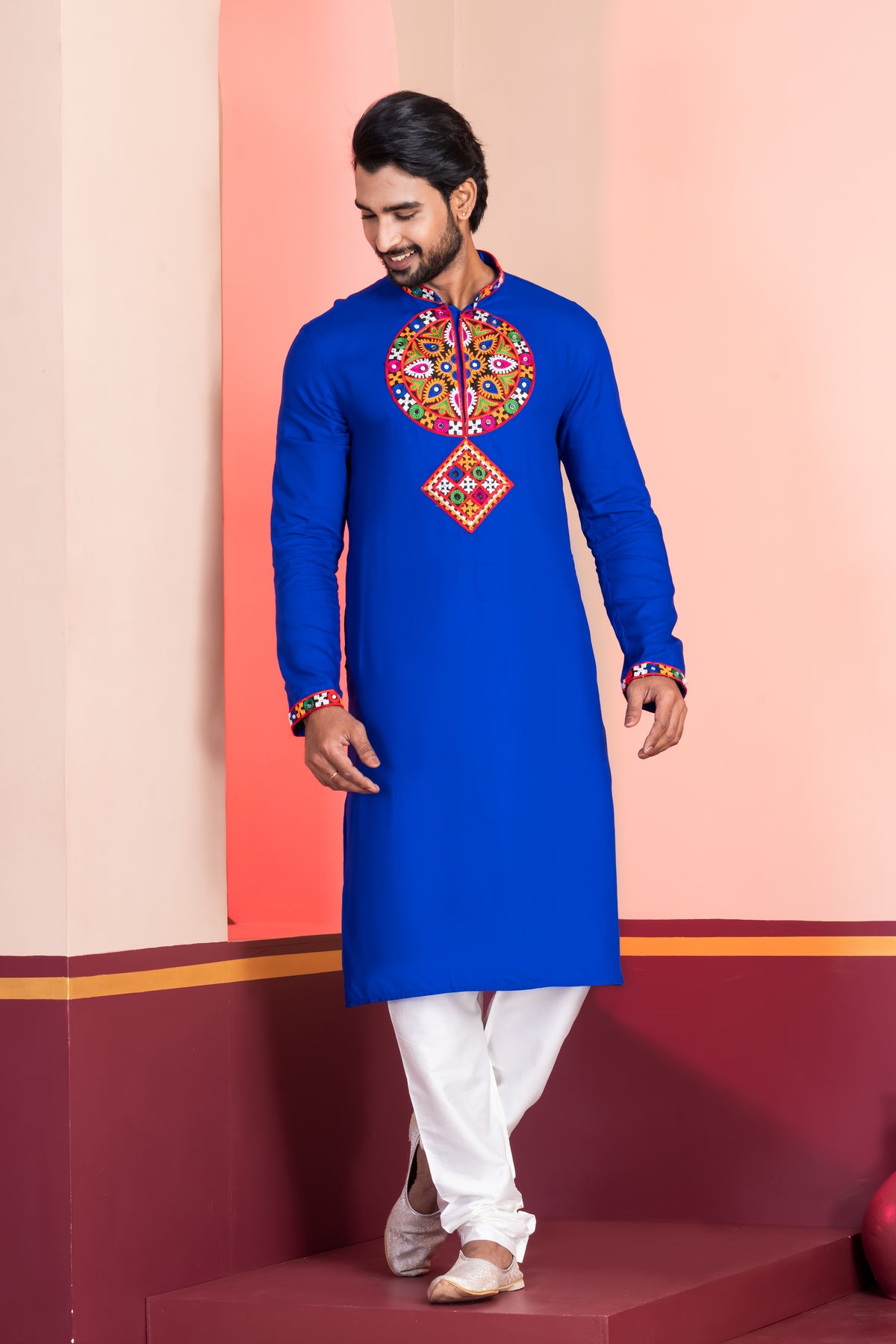 Vibrant Blue Rayon Kurta Pjama Set