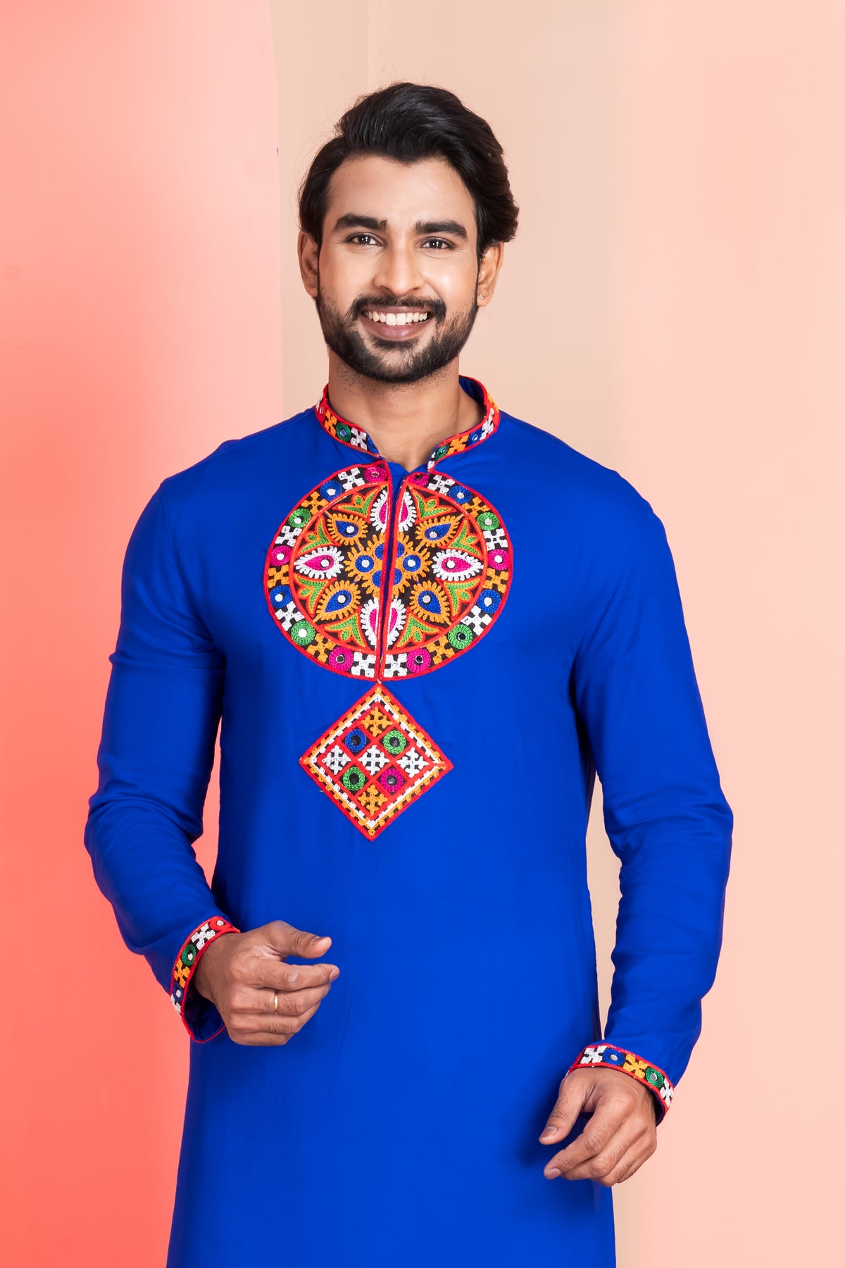 Vibrant Blue Rayon Kurta Pjama Set