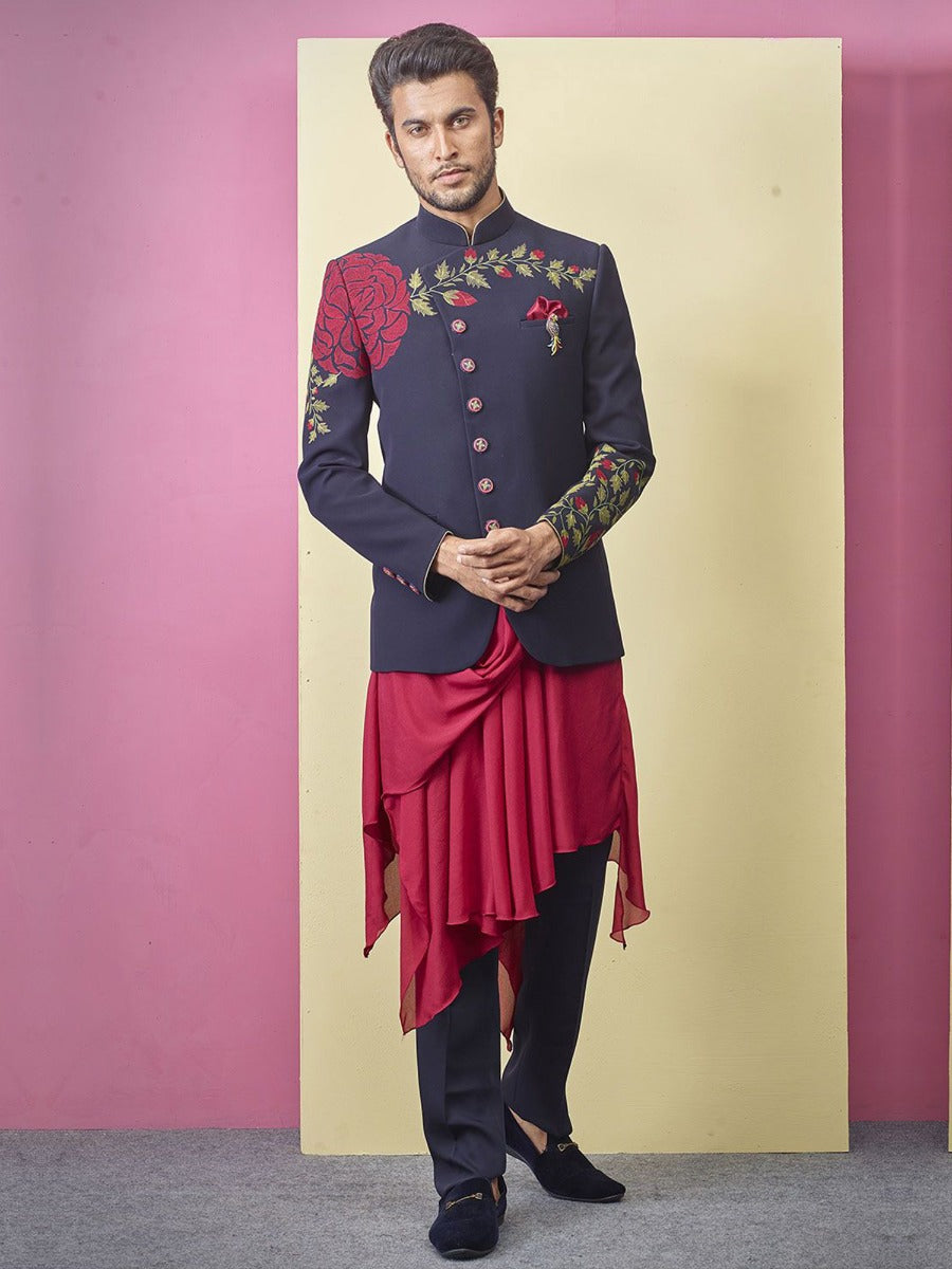 Elegant Look Blue Colour Designer Jodhpuri Suit.